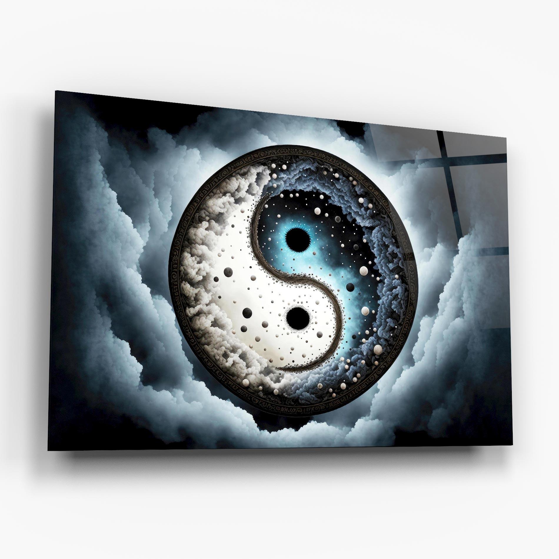 Obraz na Szkle Black Blue Yinyang mockup 6