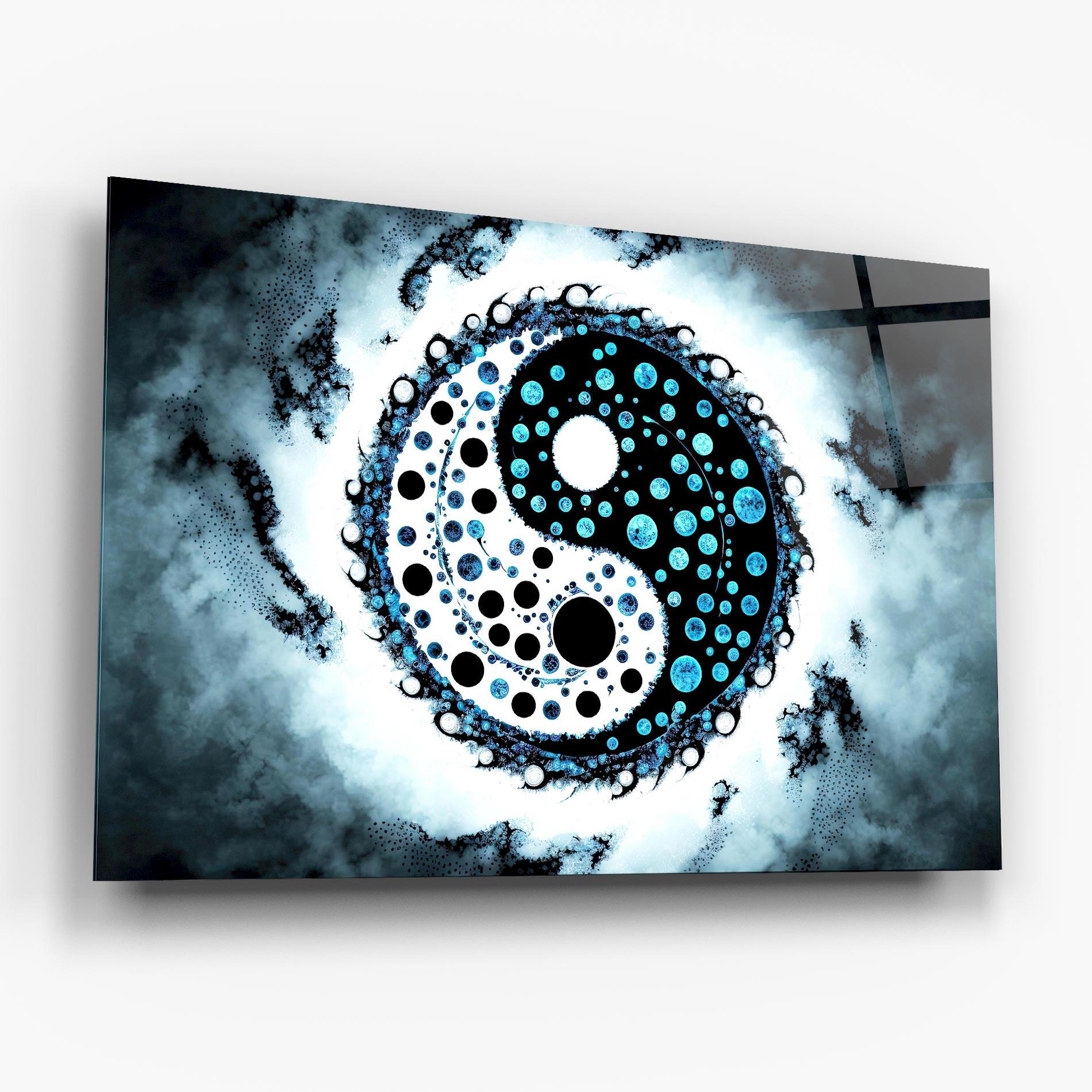 Obraz na Szkle Blue White Yinyang mockup 6