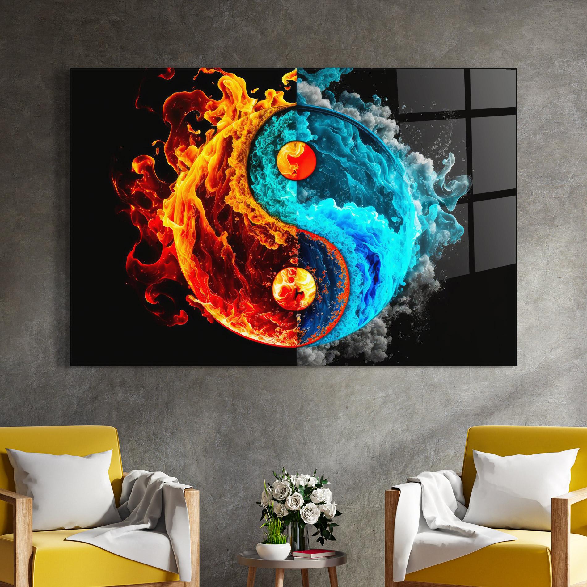 Obraz na Szkle Blue Smoke Yinyang mockup 4