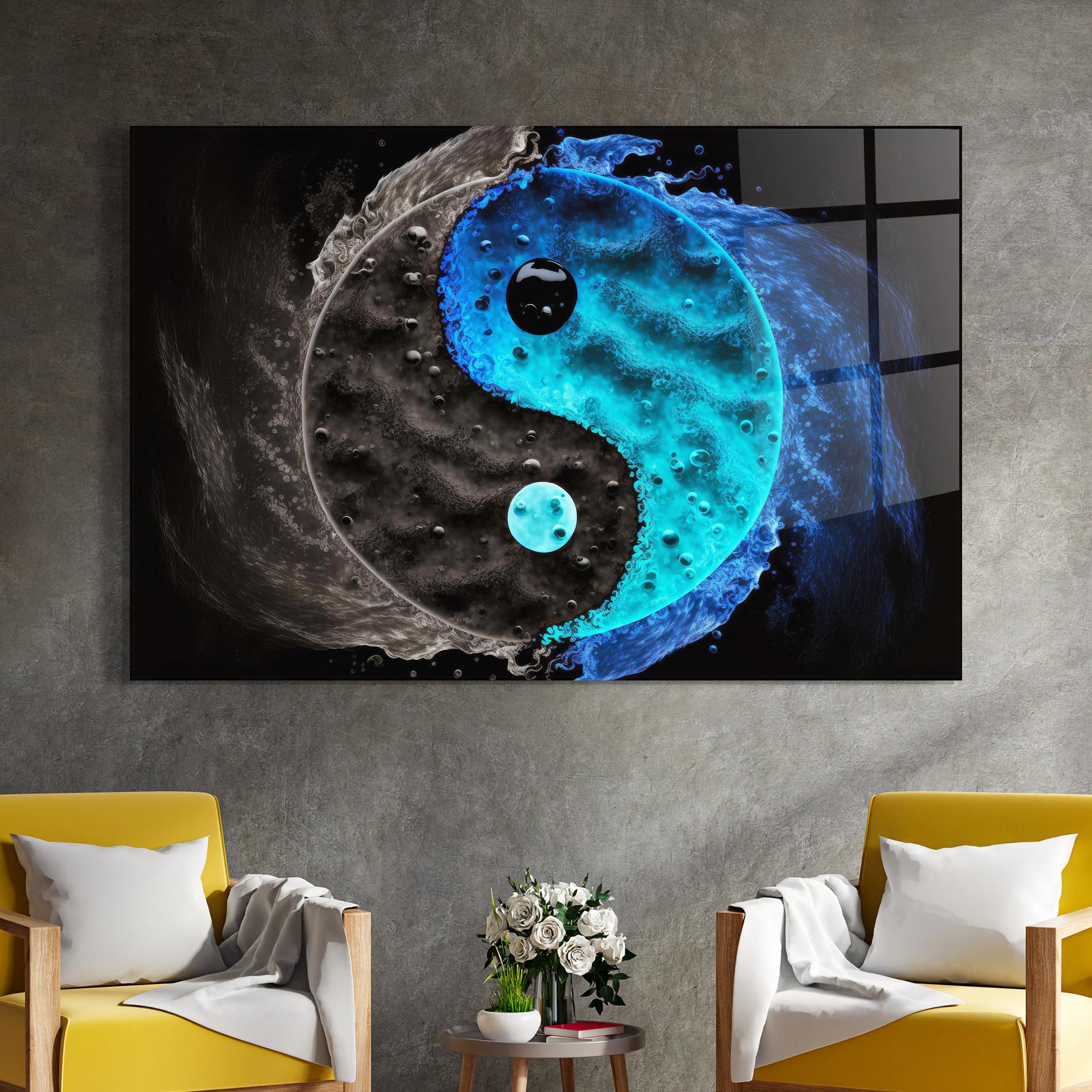 Obraz na Szkle Blue Water Yinyang mockup 4