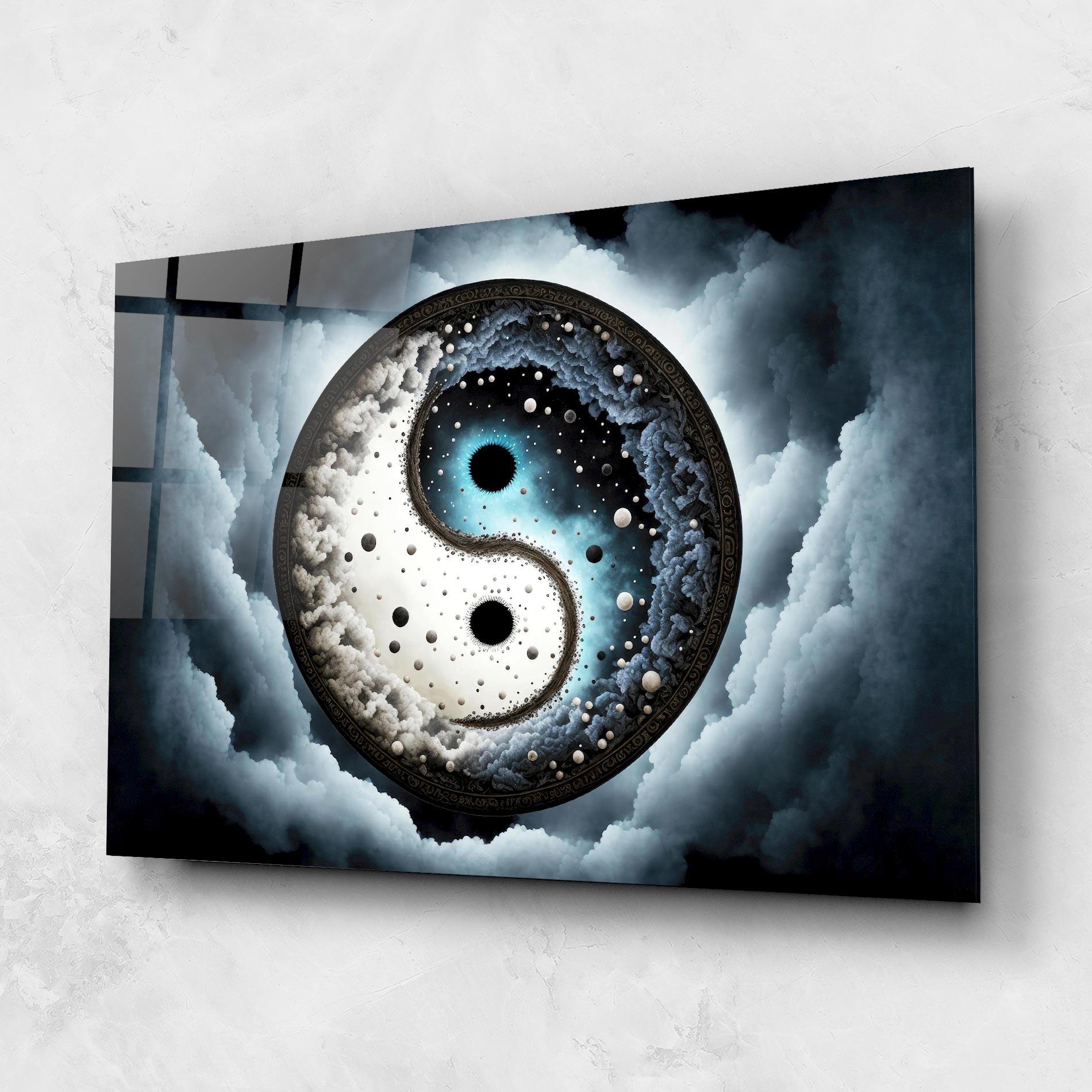 Obraz na Szkle Black Blue Yinyang mockup 1