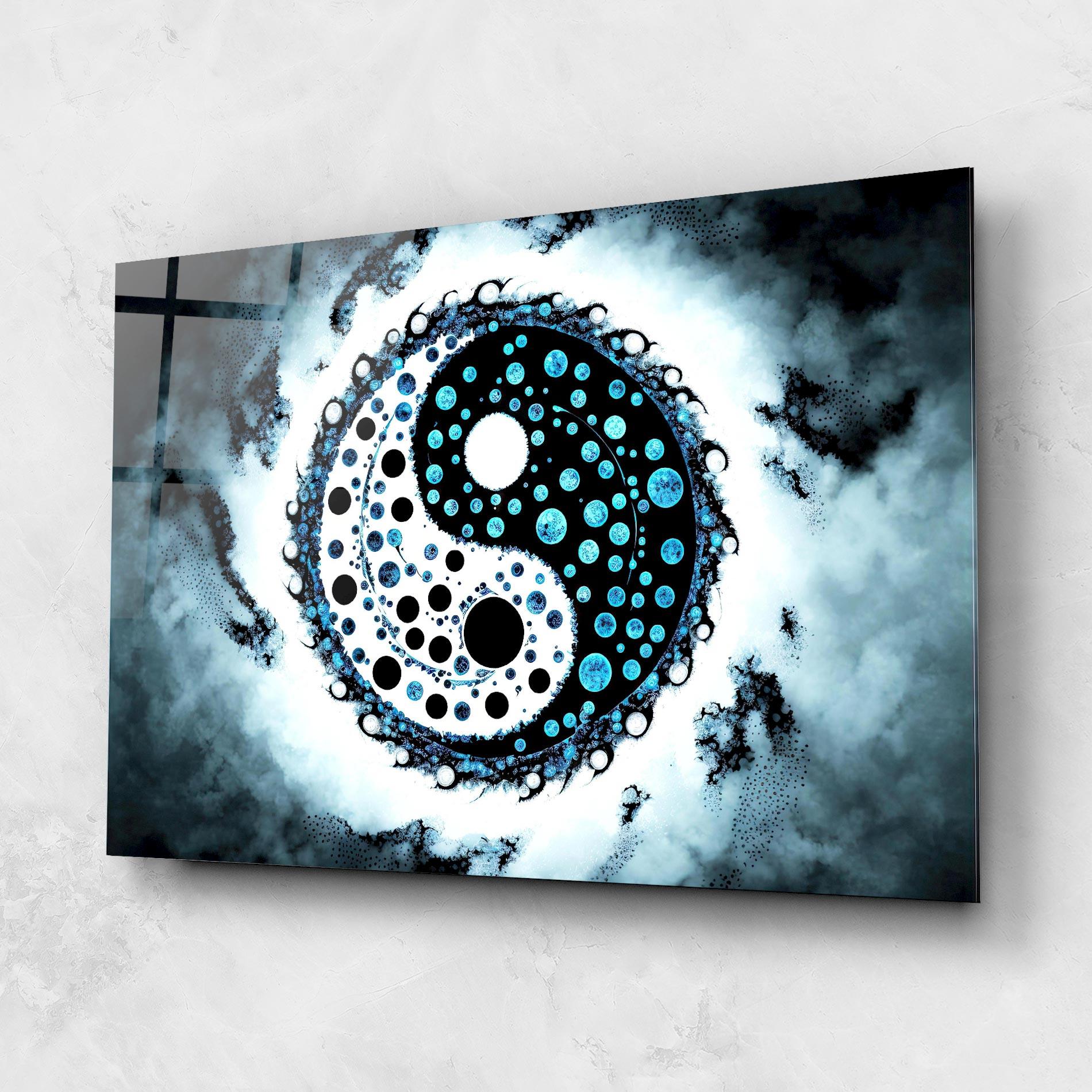 Obraz na Szkle Blue White Yinyang mockup 1