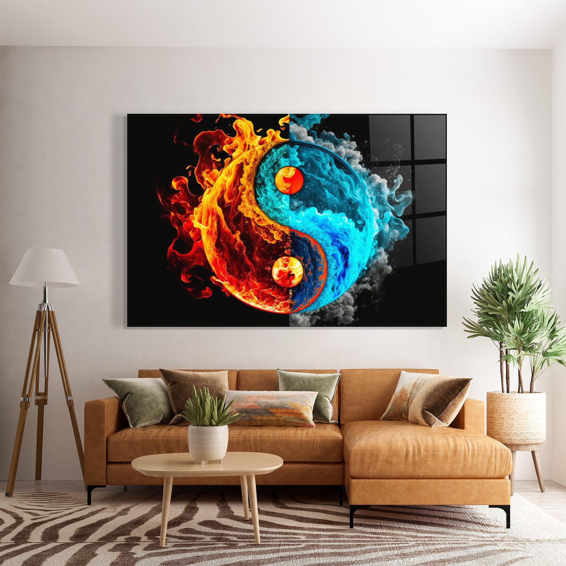 Obraz na Szkle Blue Smoke Yinyang mockup 7