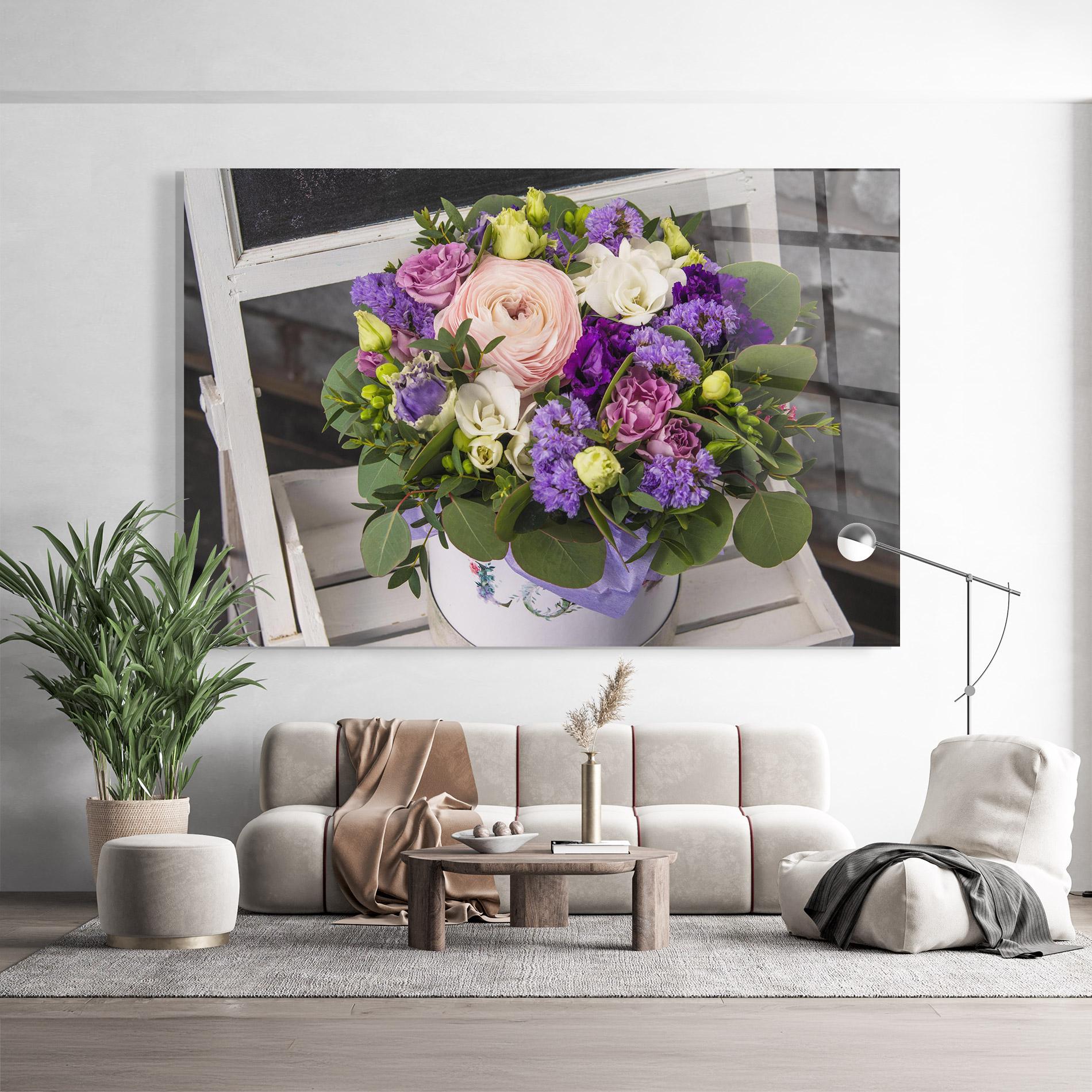 Obraz na Szkle Big Pink Rose Bouquet mockup 9