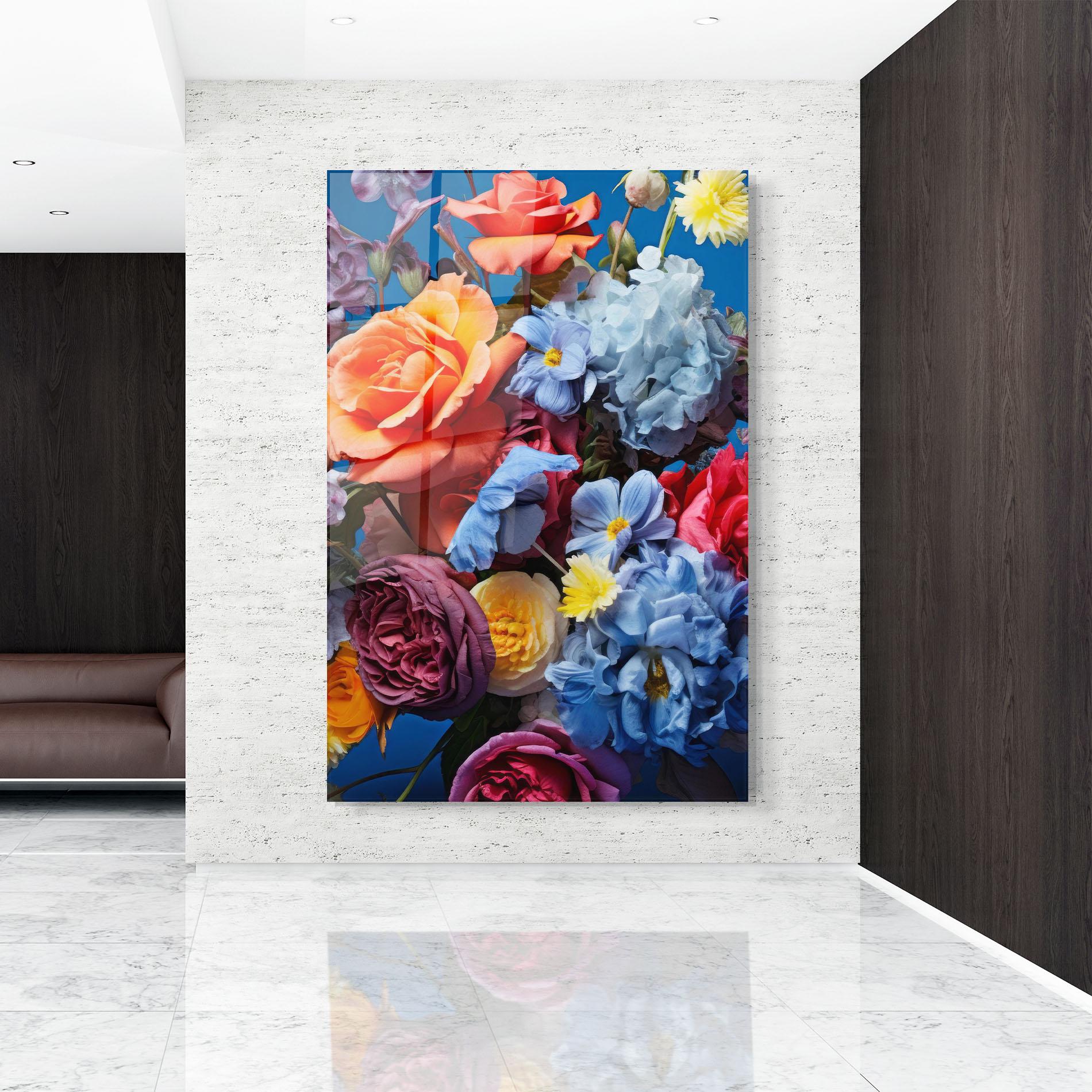 Obraz na Szkle Blue Orange Bouquet mockup 9