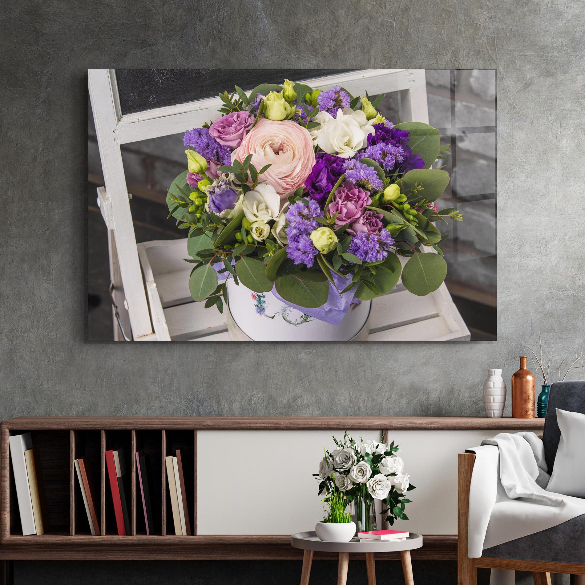 Obraz na Szkle Big Pink Rose Bouquet mockup 2