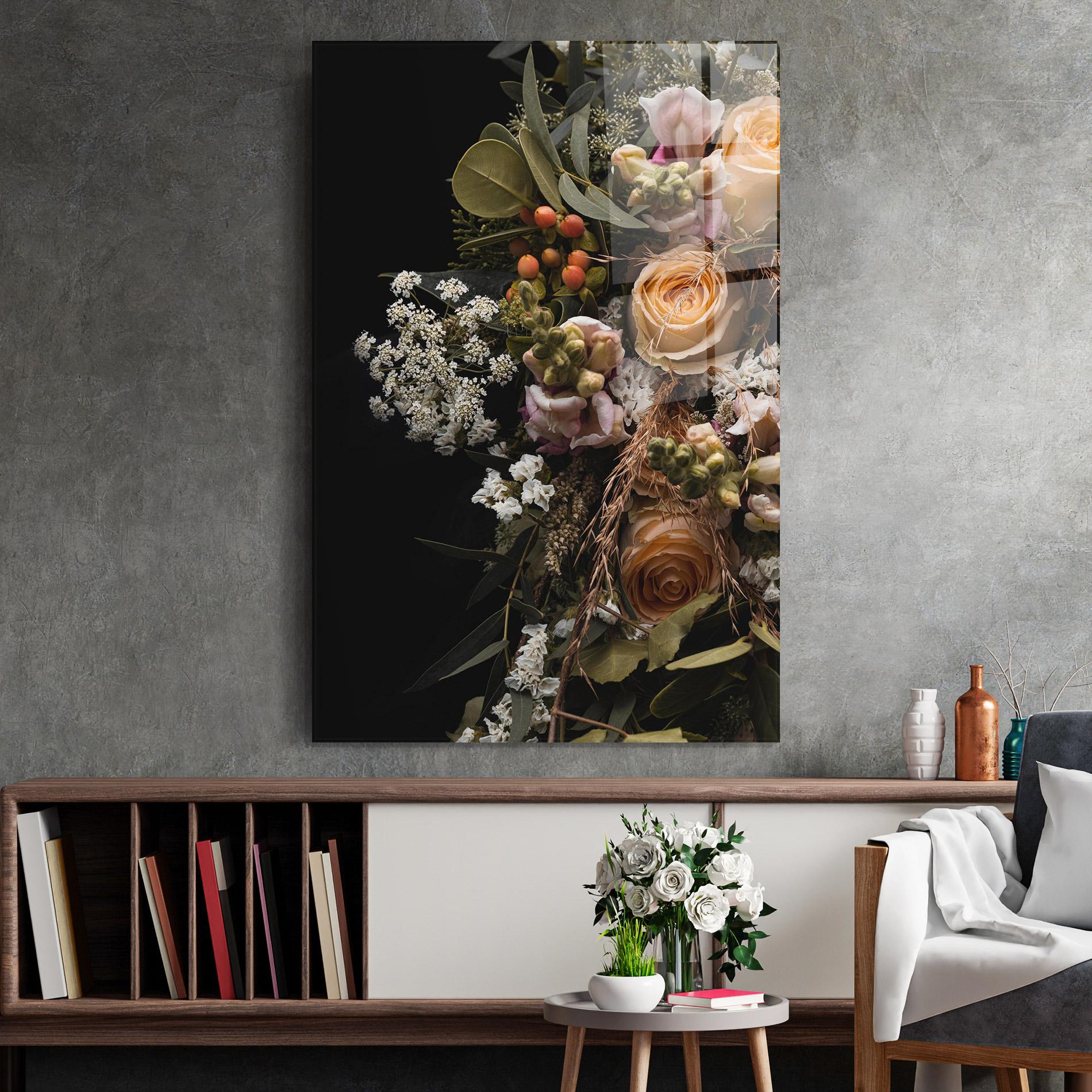 Obraz na Szkle Dark Flower Bouquet mockup 2