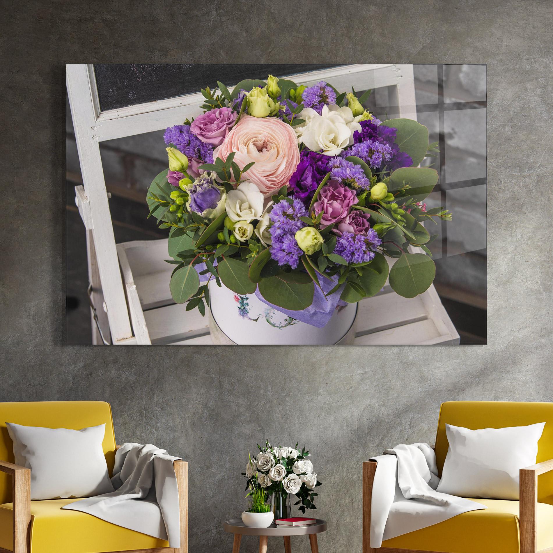 Obraz na Szkle Big Pink Rose Bouquet mockup 4