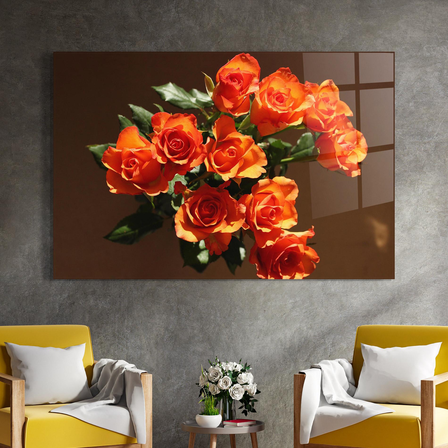Obraz na Szkle Orange Roses Bouquet mockup 4