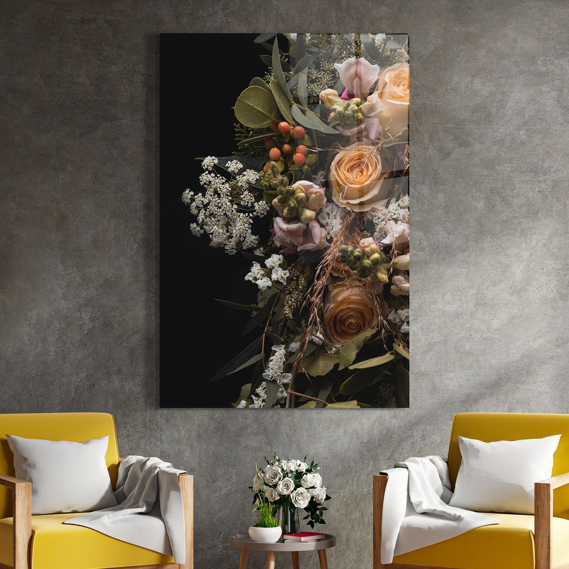 Obraz na Szkle Dark Flower Bouquet mockup 4