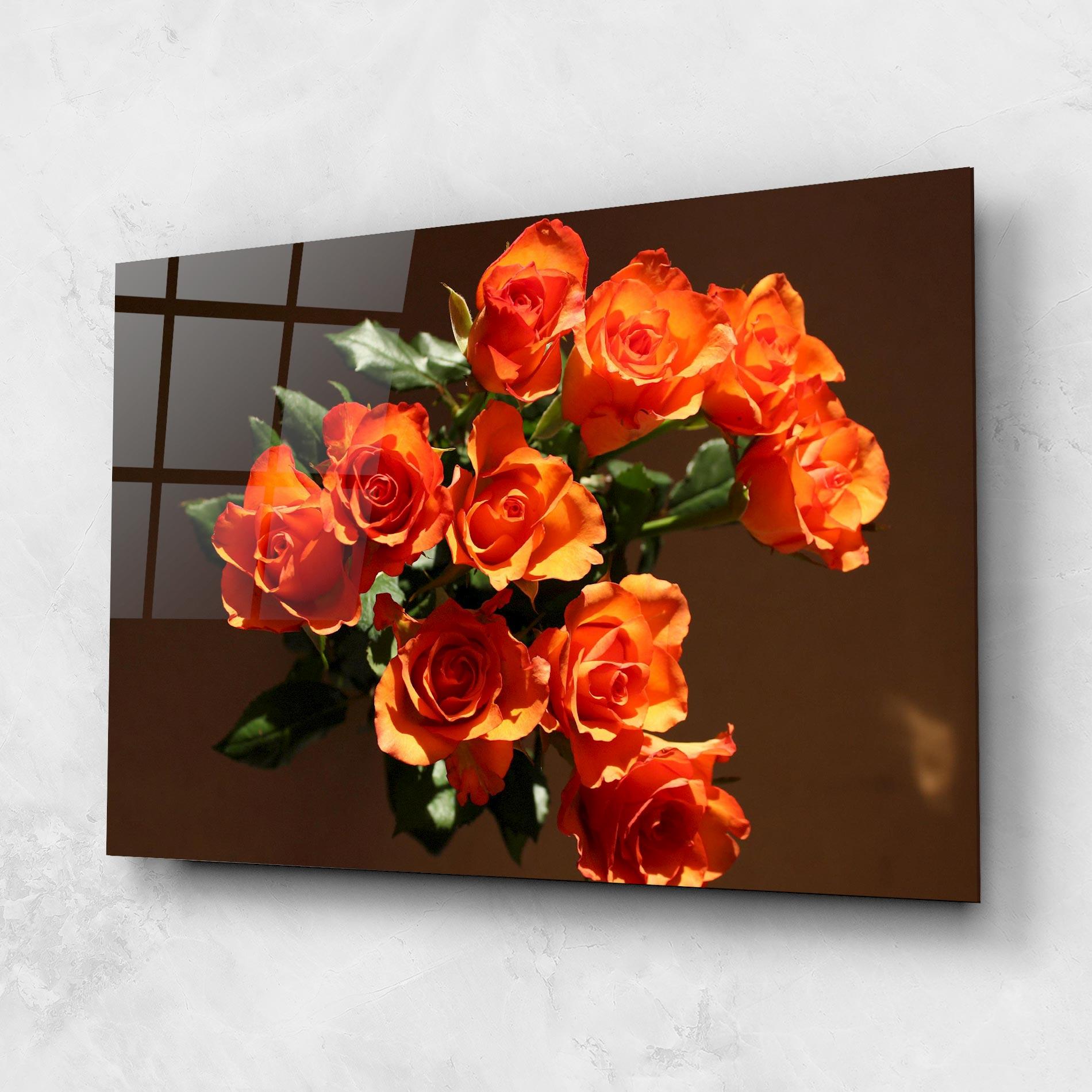 Obraz na Szkle Orange Roses Bouquet mockup 1