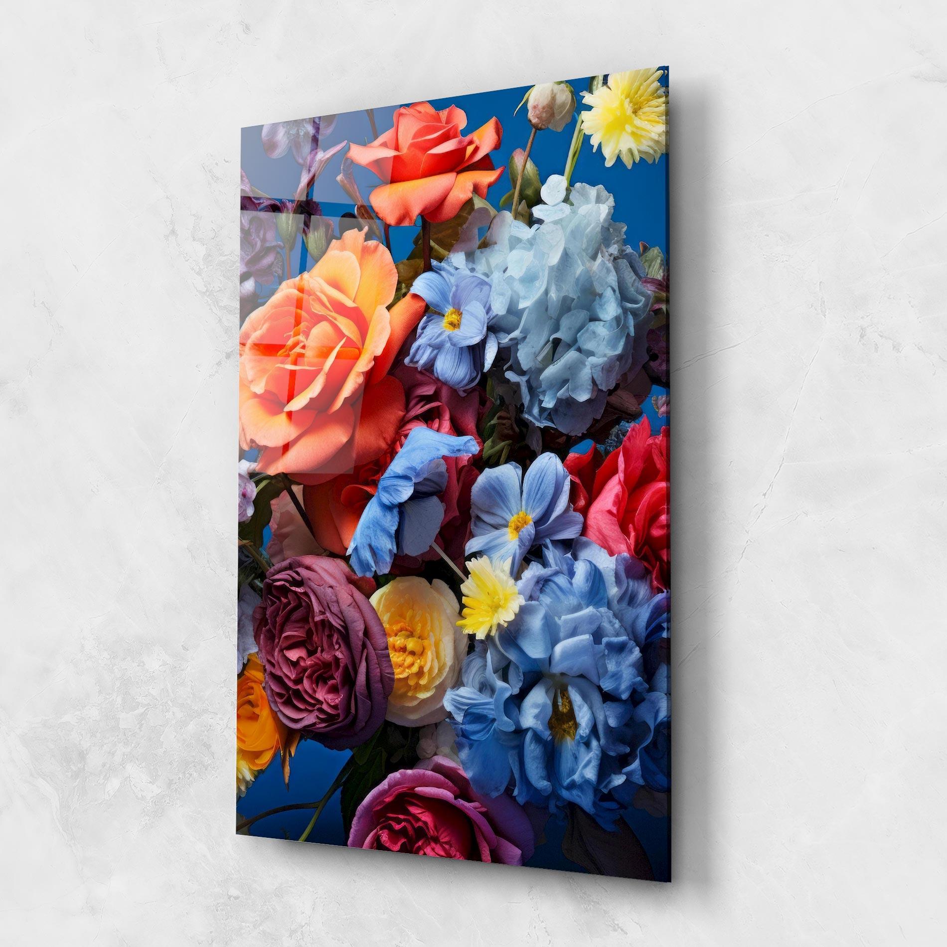Obraz na Szkle Blue Orange Bouquet mockup 1