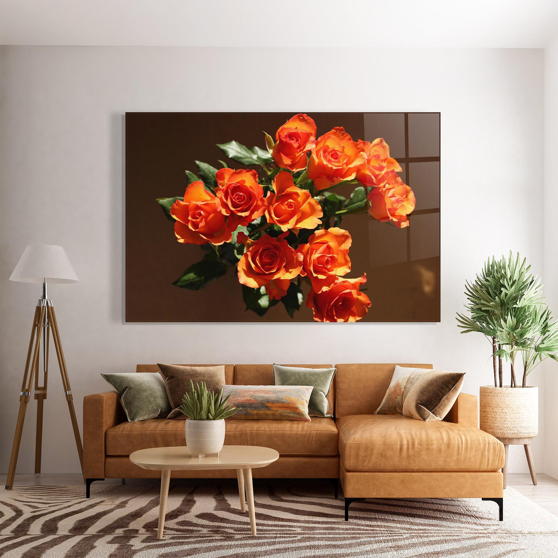 Obraz na Szkle Orange Roses Bouquet mockup 7