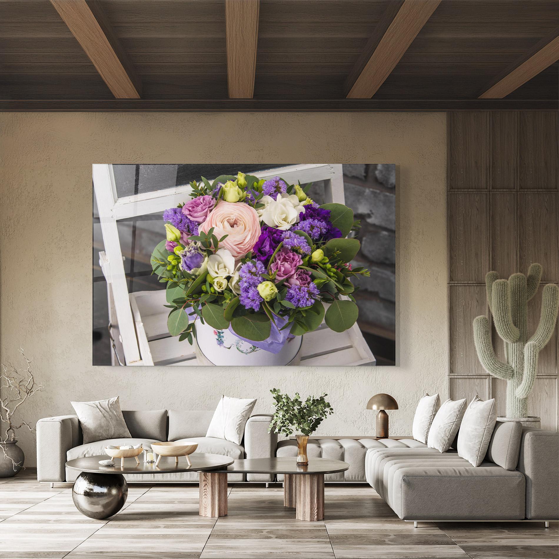 Obraz na Szkle Big Pink Rose Bouquet mockup 8