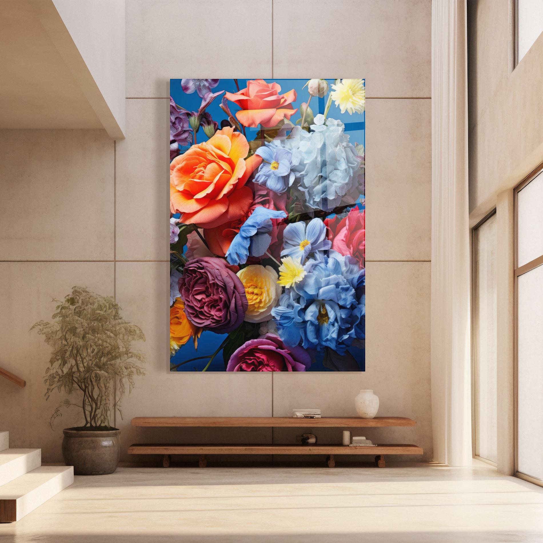 Obraz na Szkle Blue Orange Bouquet mockup 8