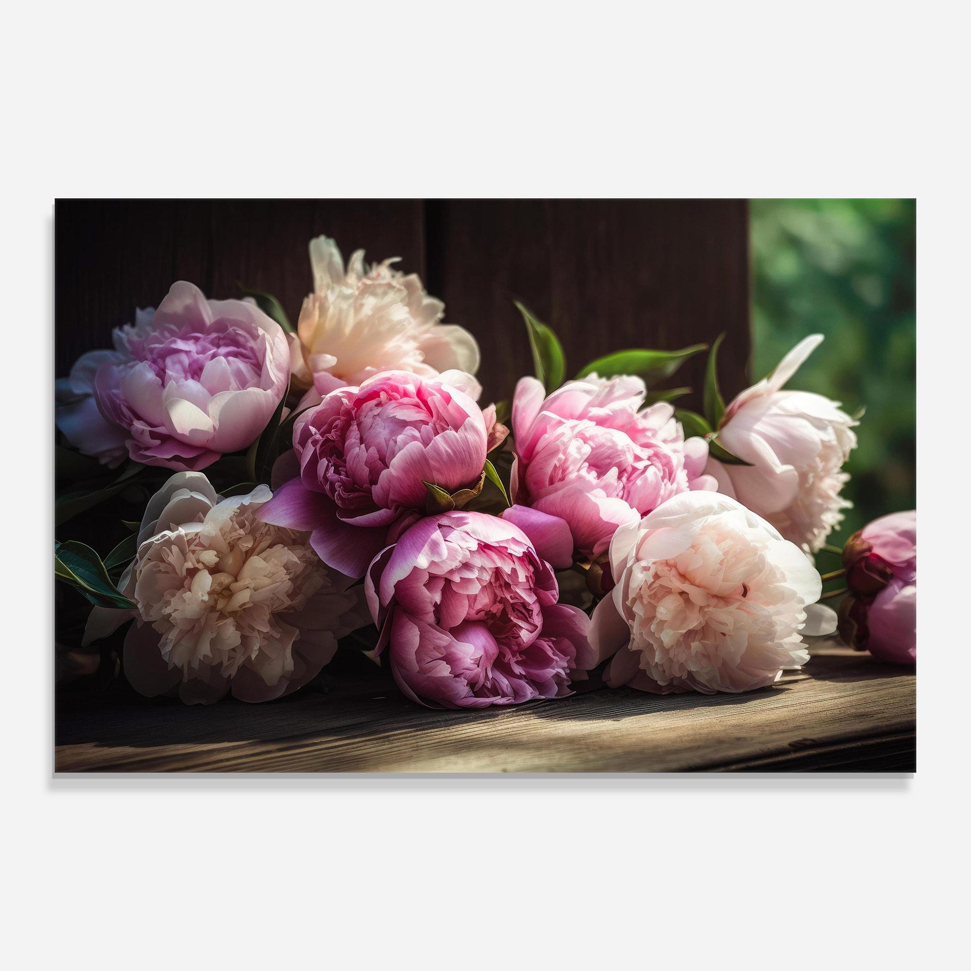 Obraz na Szkle Peonies On The Table mockup 0