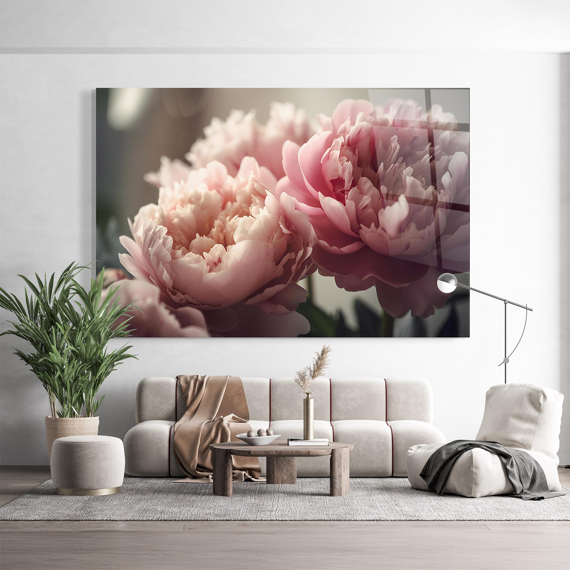 Obraz na Szkle Cream Dreamy Peony mockup 9
