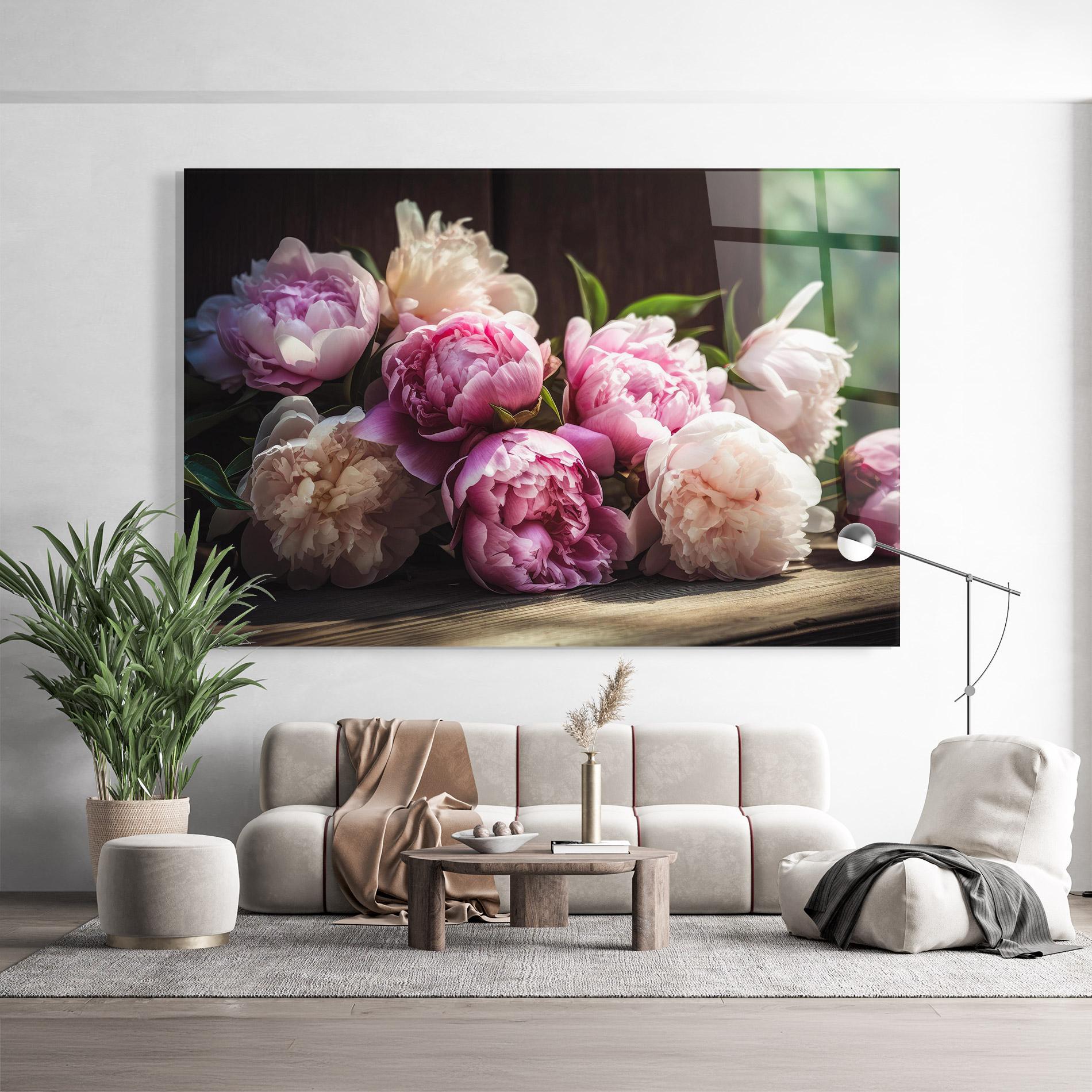 Obraz na Szkle Peonies On The Table mockup 9