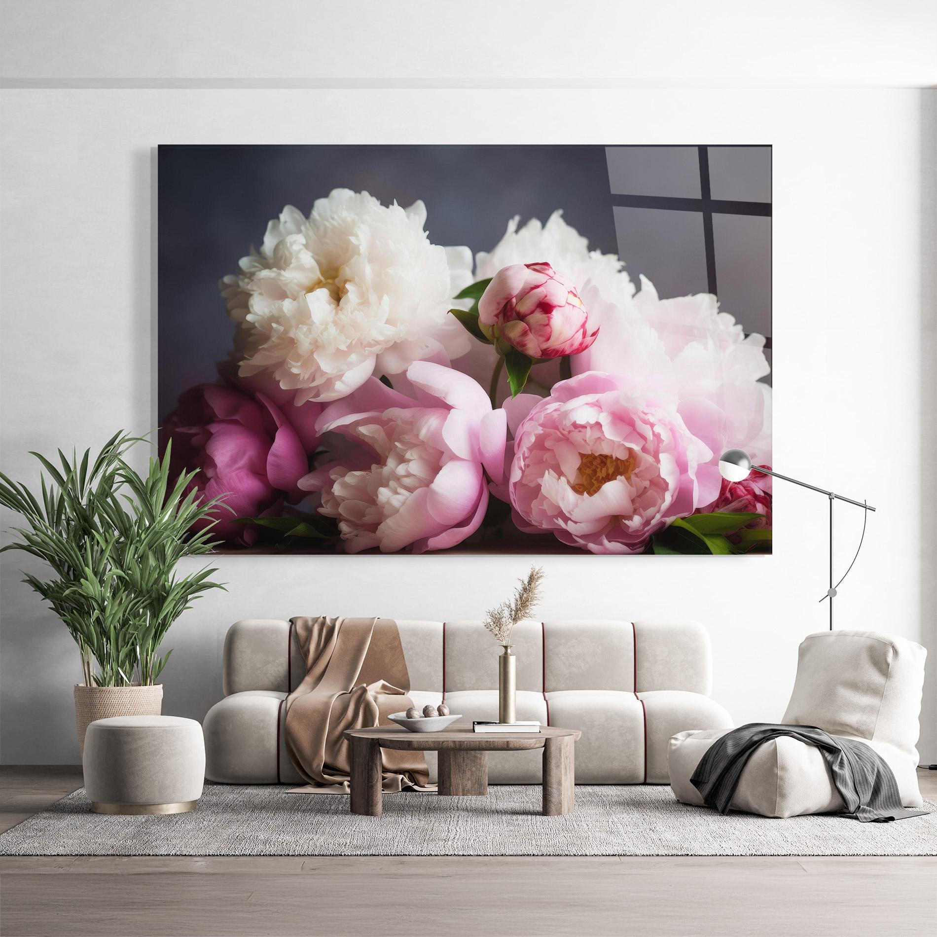 Obraz na Szkle Peonies With Grey mockup 9