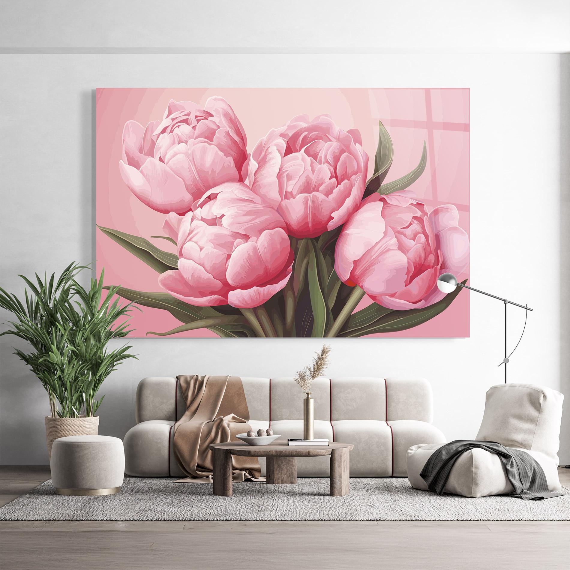 Obraz na Szkle Peony On Pink mockup 9