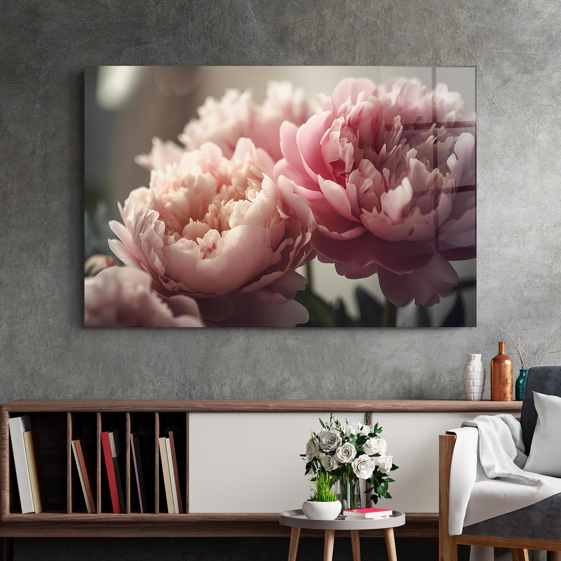 Obraz na Szkle Cream Dreamy Peony mockup 2