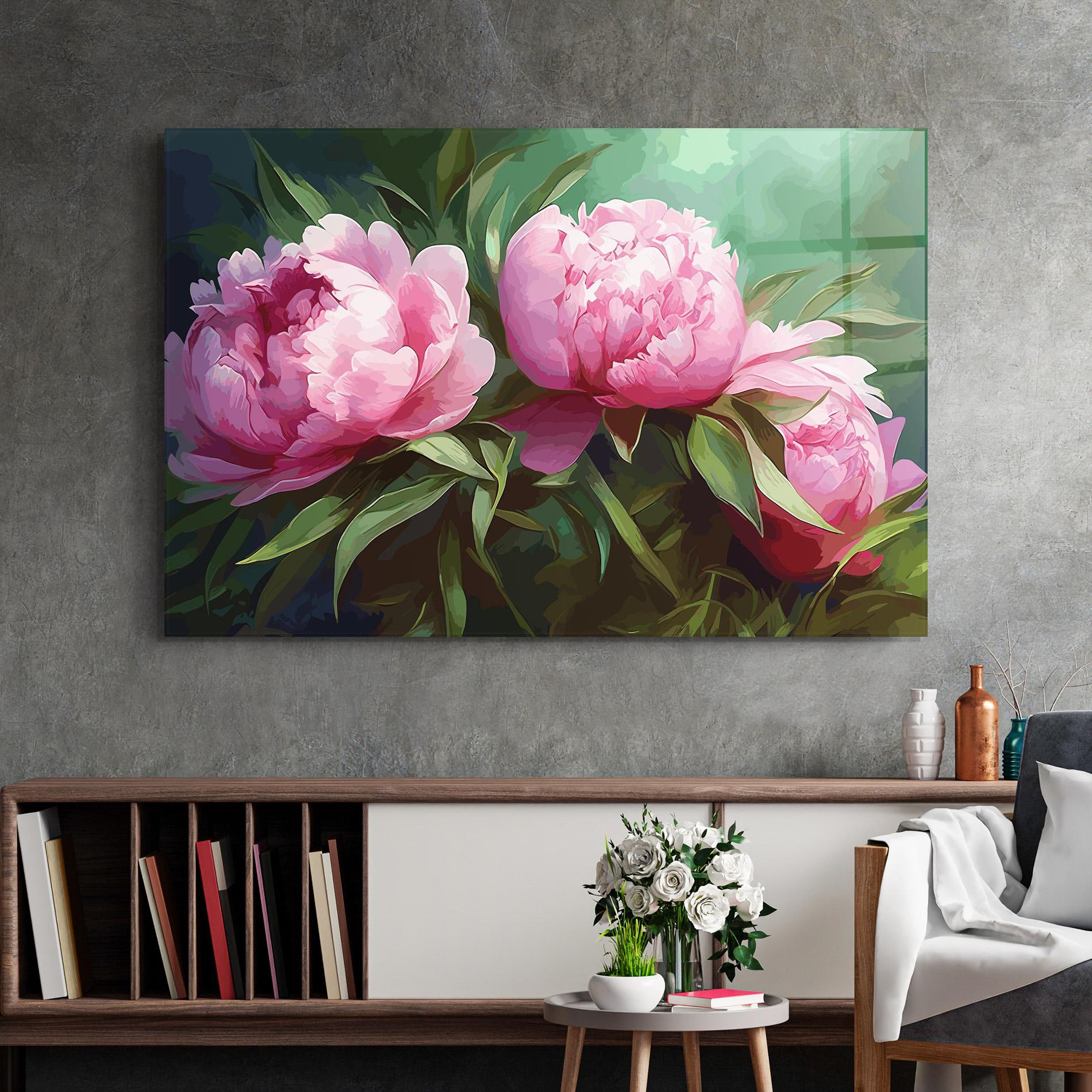 Obraz na Szkle Peonies Art mockup 2