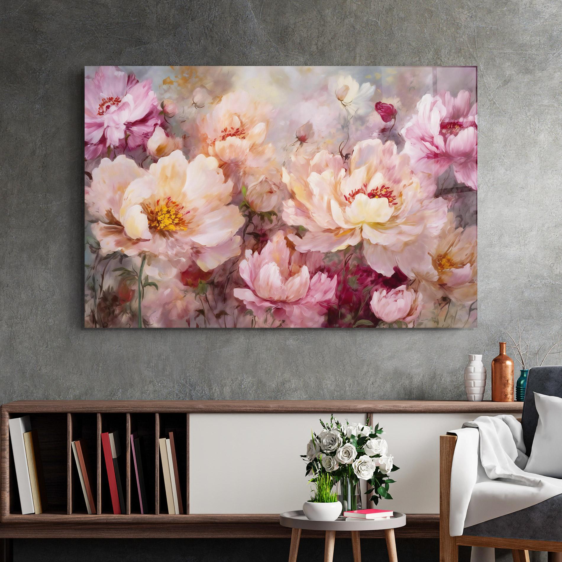 Obraz na Szkle Peony Painting Art mockup 2