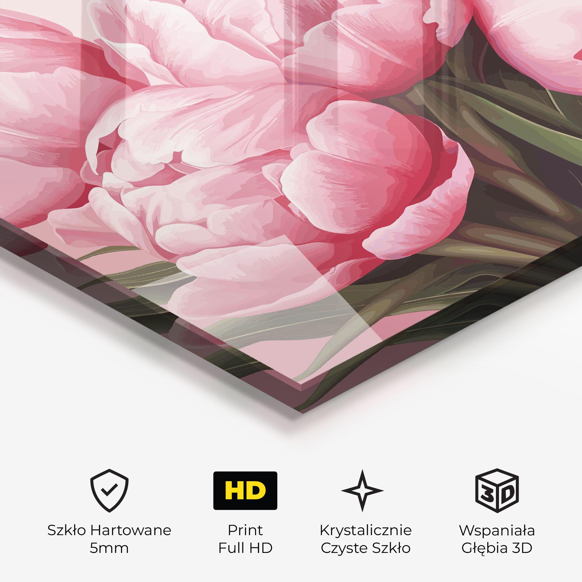 Obraz na Szkle Peony On Pink mockup 3