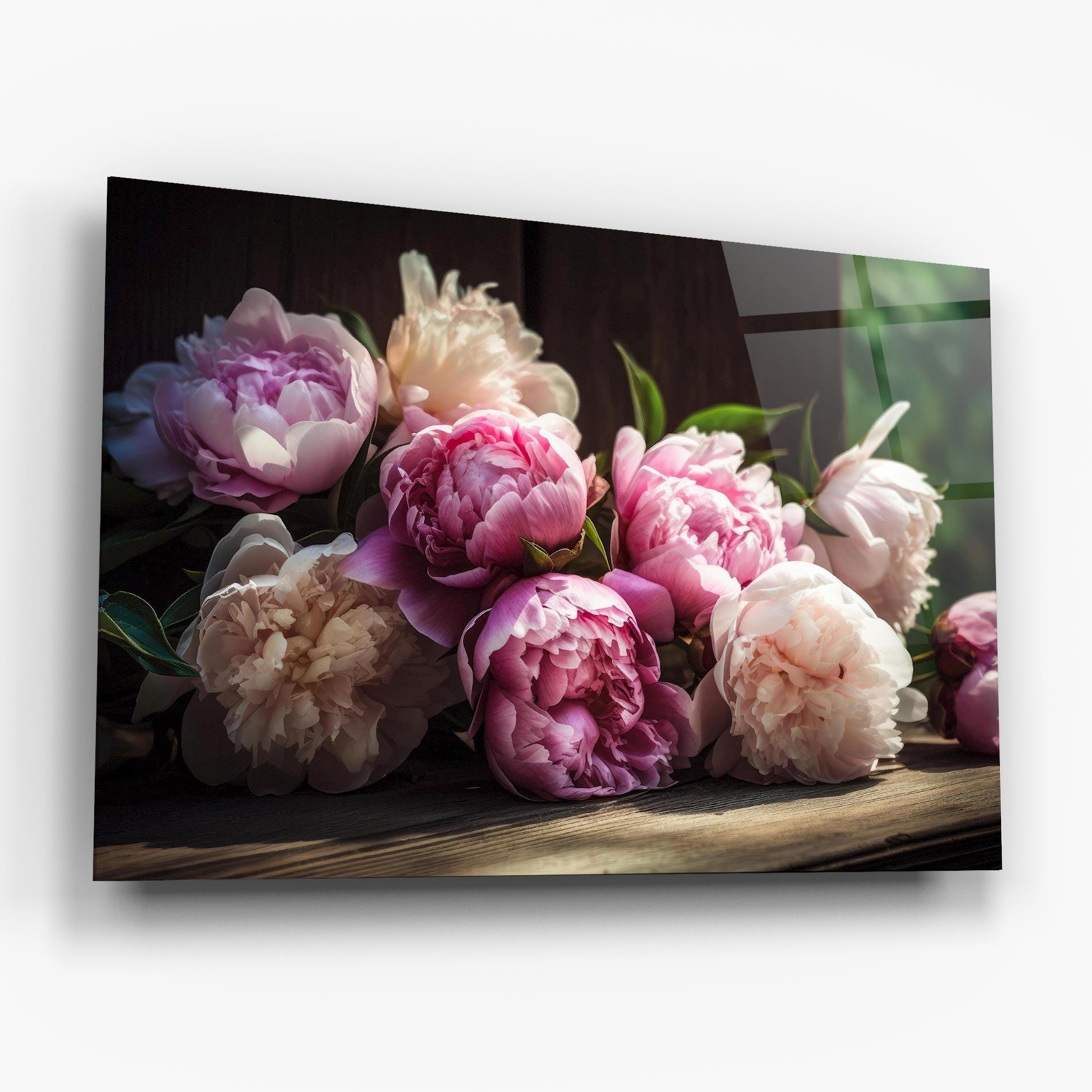 Obraz na Szkle Peonies On The Table mockup 6