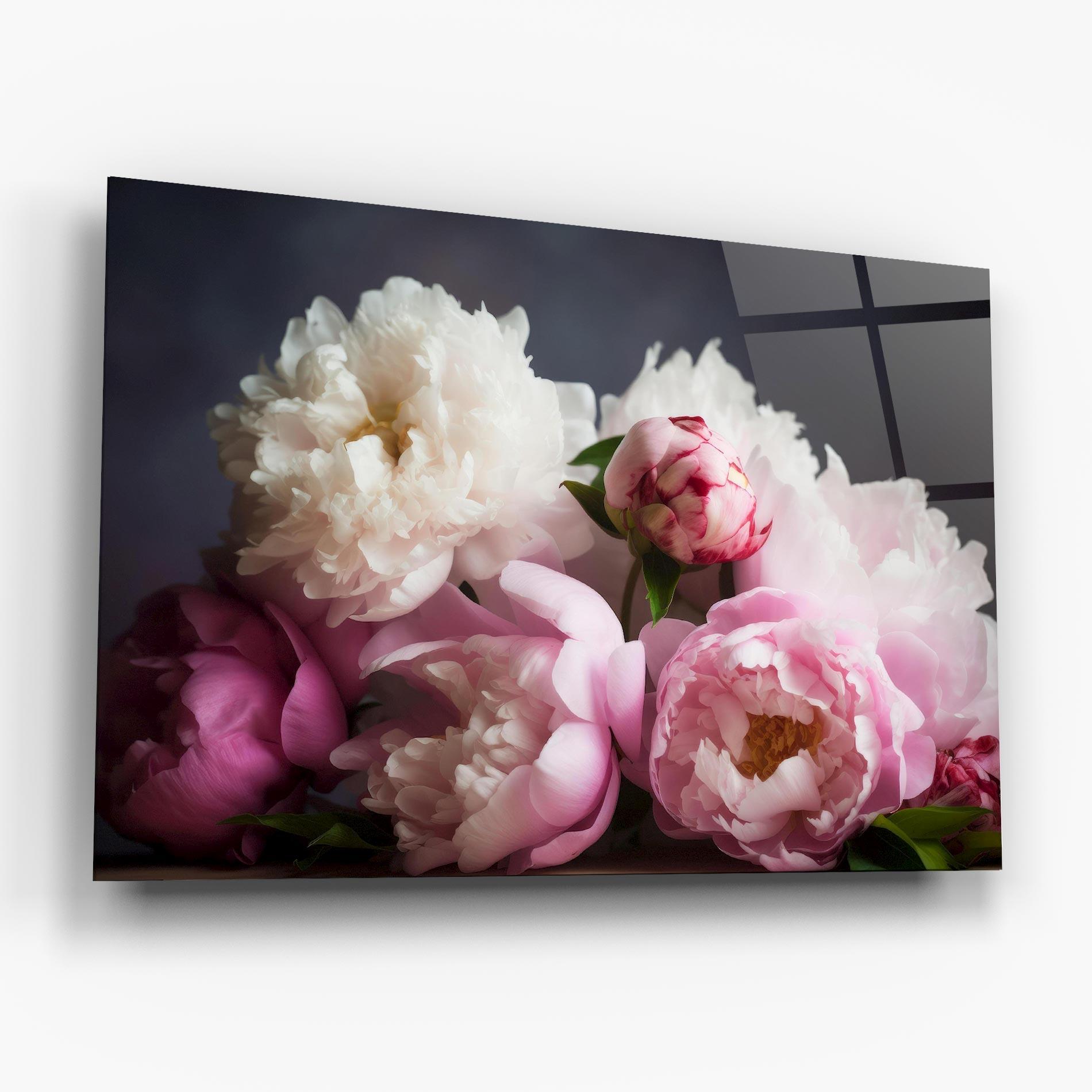 Obraz na Szkle Peonies With Grey mockup 6
