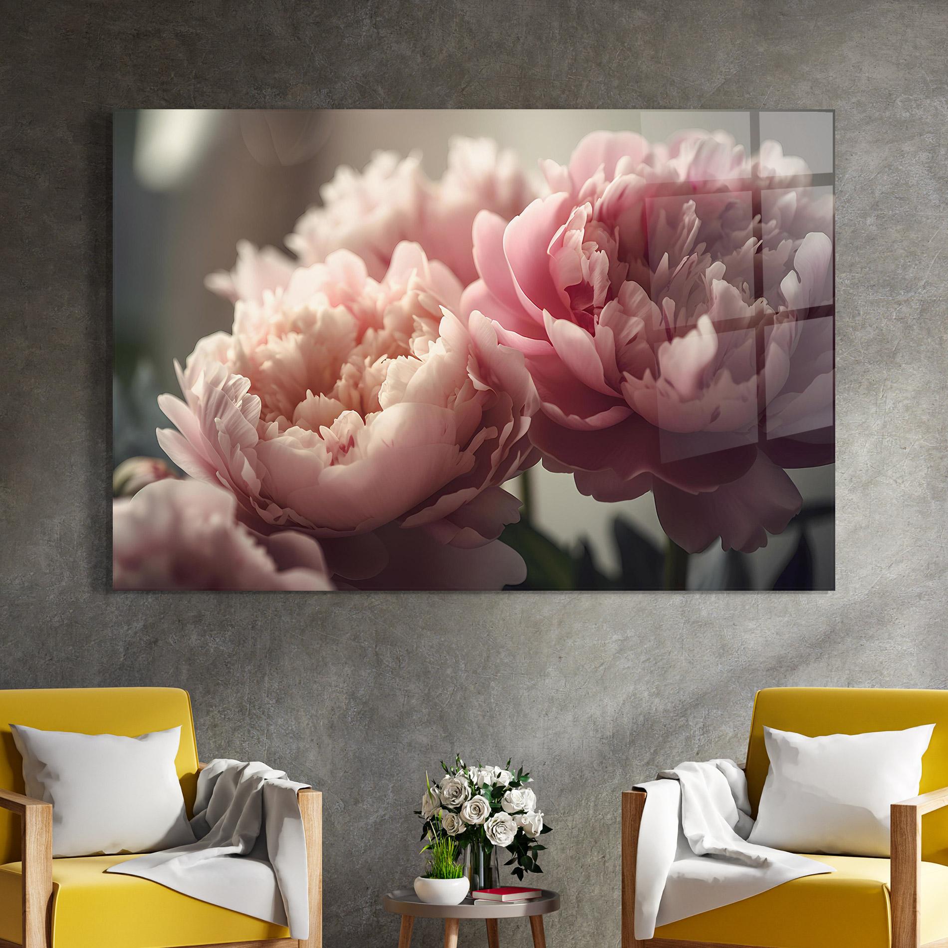Obraz na Szkle Cream Dreamy Peony mockup 4