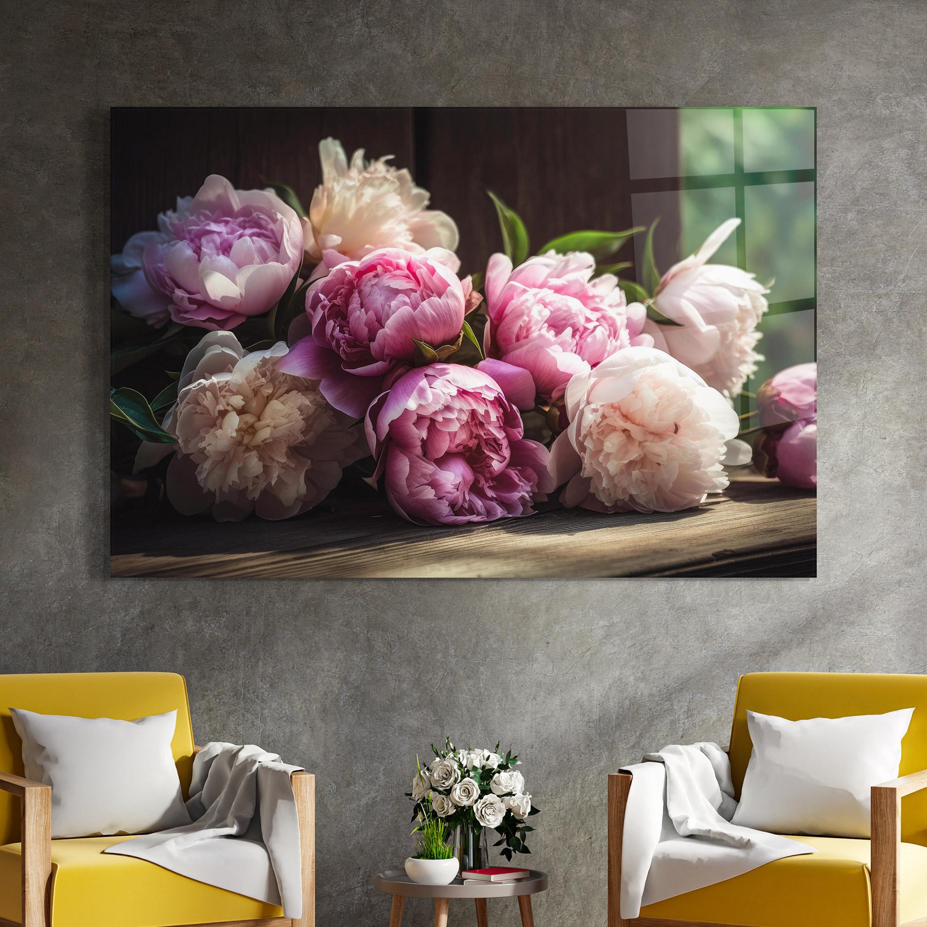 Obraz na Szkle Peonies On The Table mockup 4