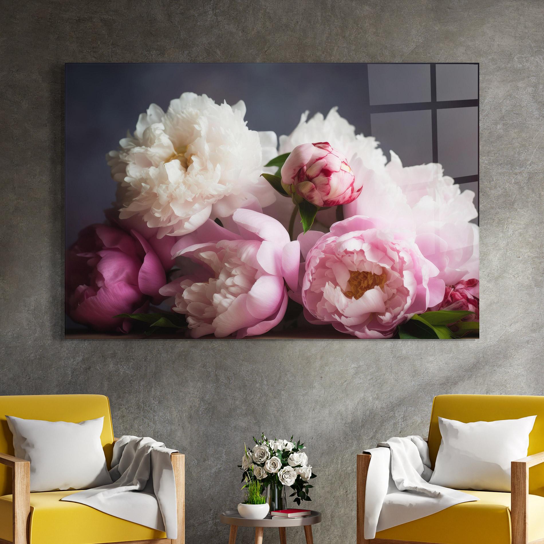 Obraz na Szkle Peonies With Grey mockup 4