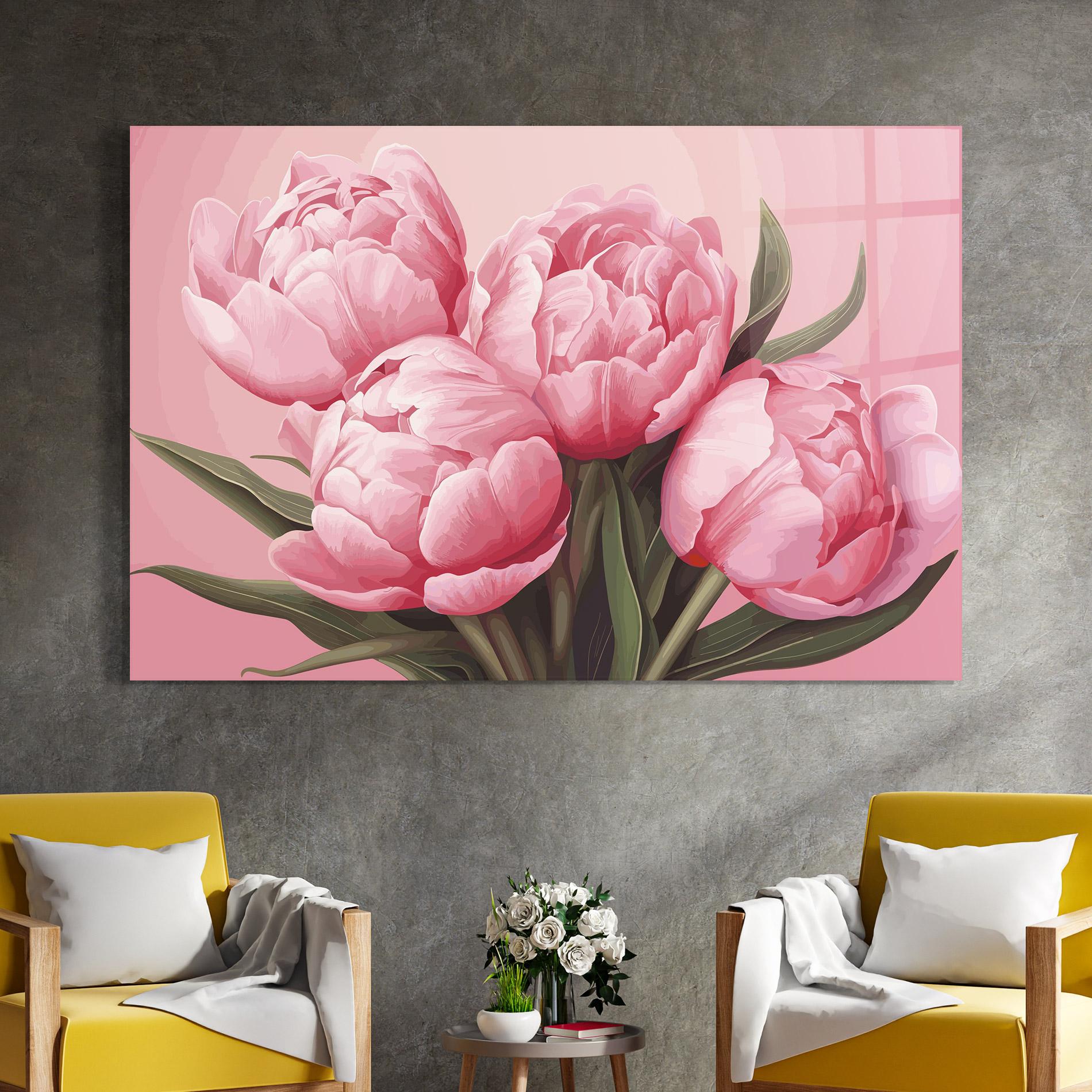 Obraz na Szkle Peony On Pink mockup 4