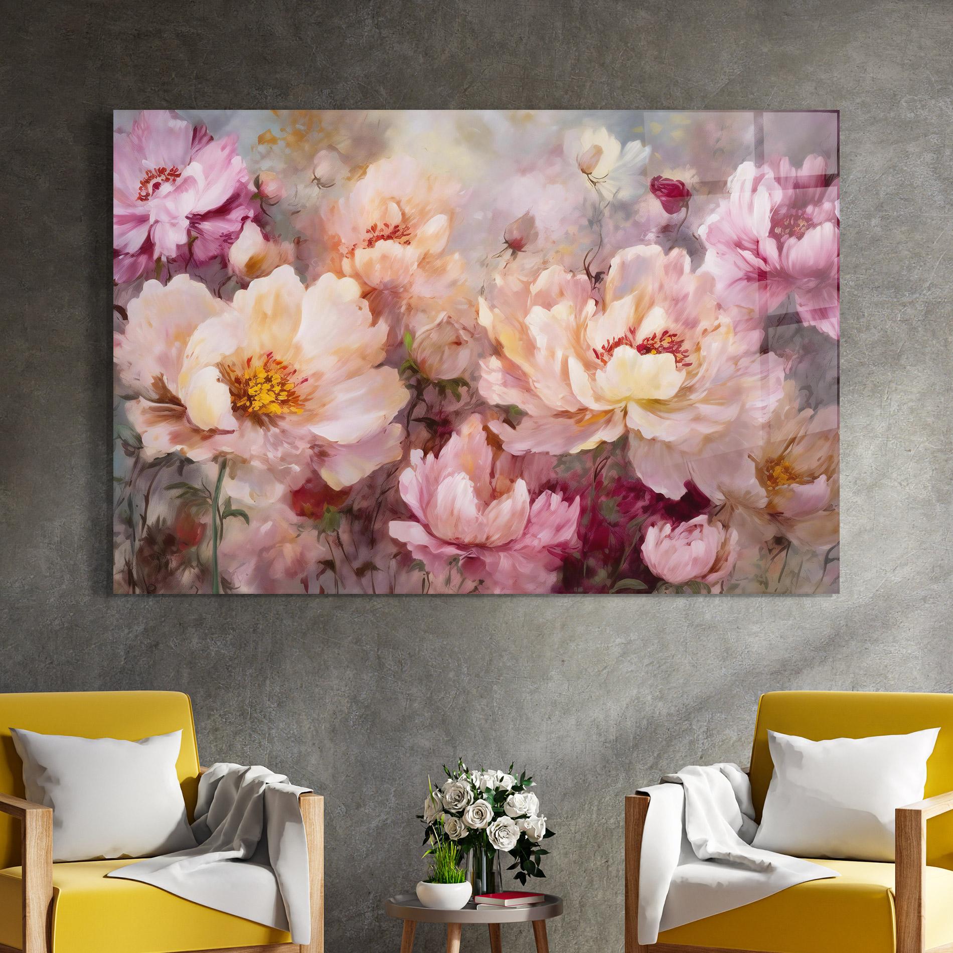 Obraz na Szkle Peony Painting Art mockup 4