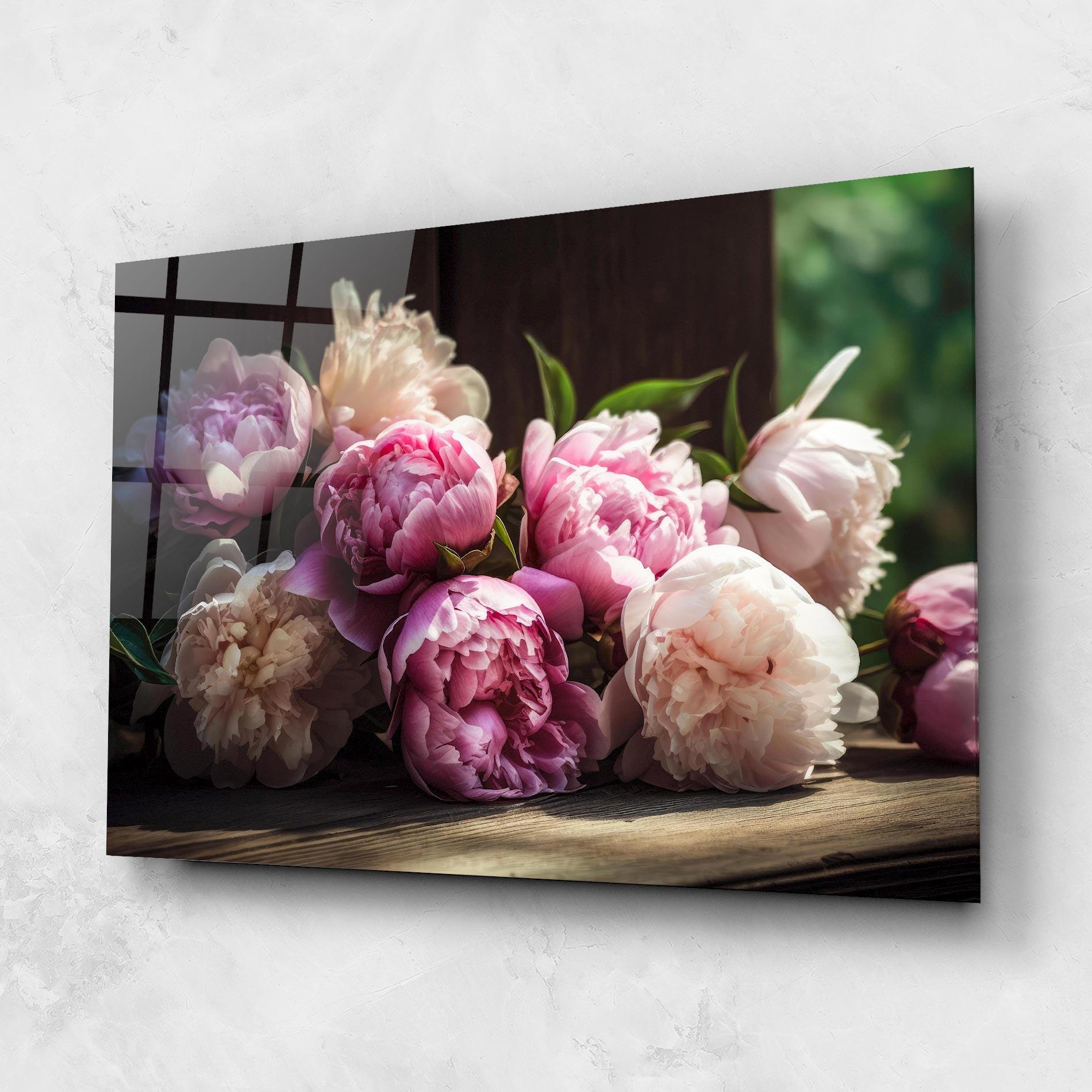 Obraz na Szkle Peonies On The Table mockup 1