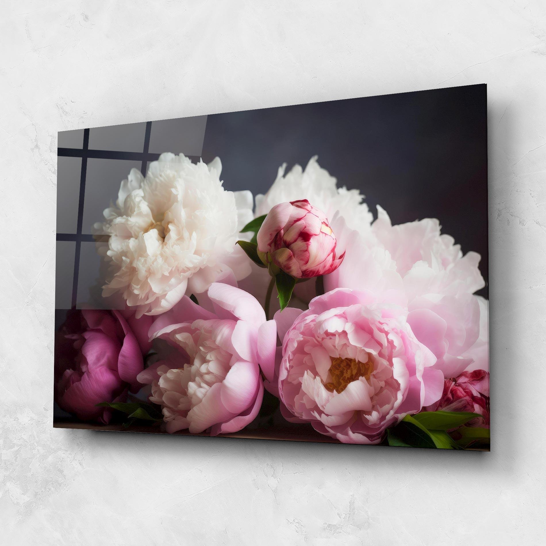 Obraz na Szkle Peonies With Grey mockup 1