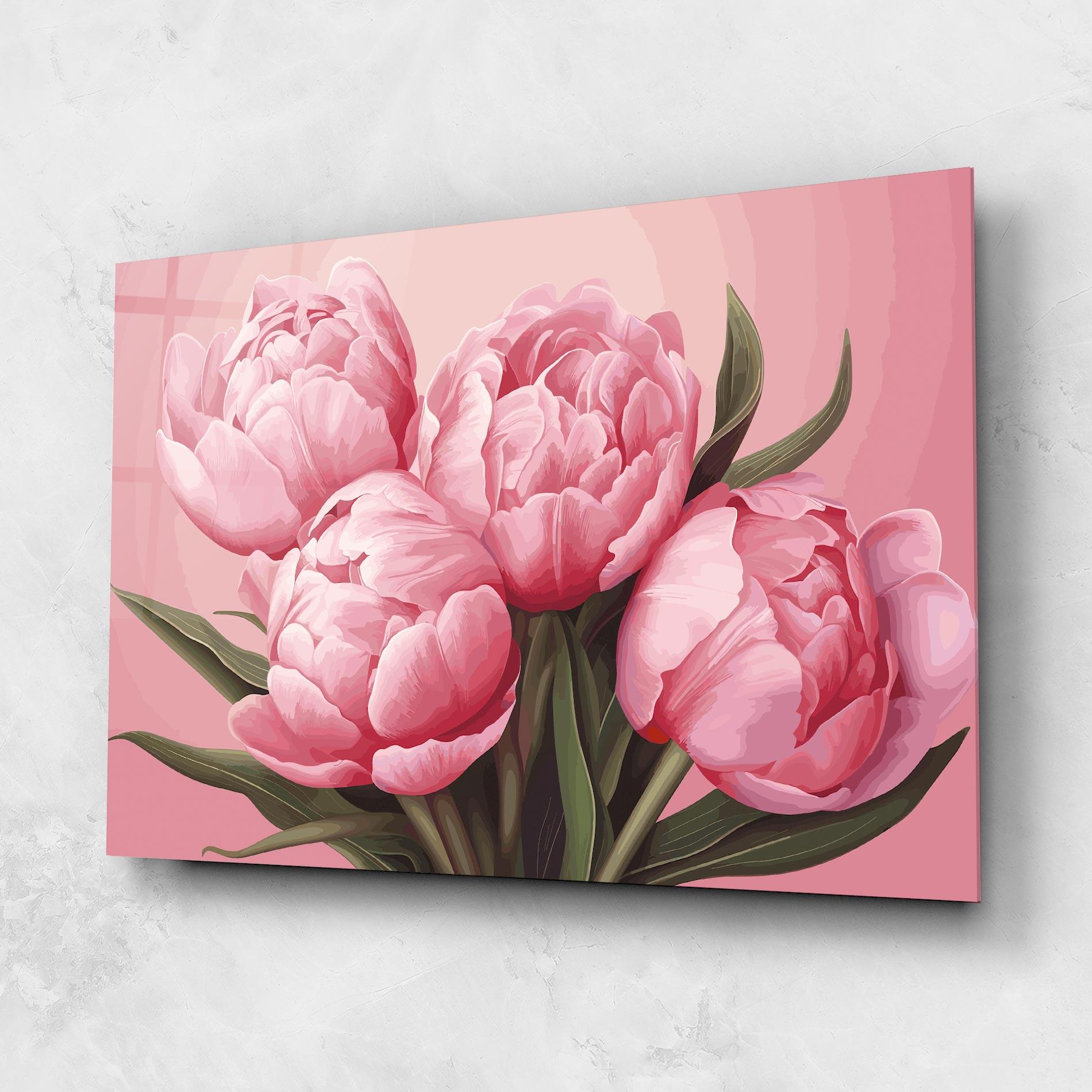 Obraz na Szkle Peony On Pink mockup 1