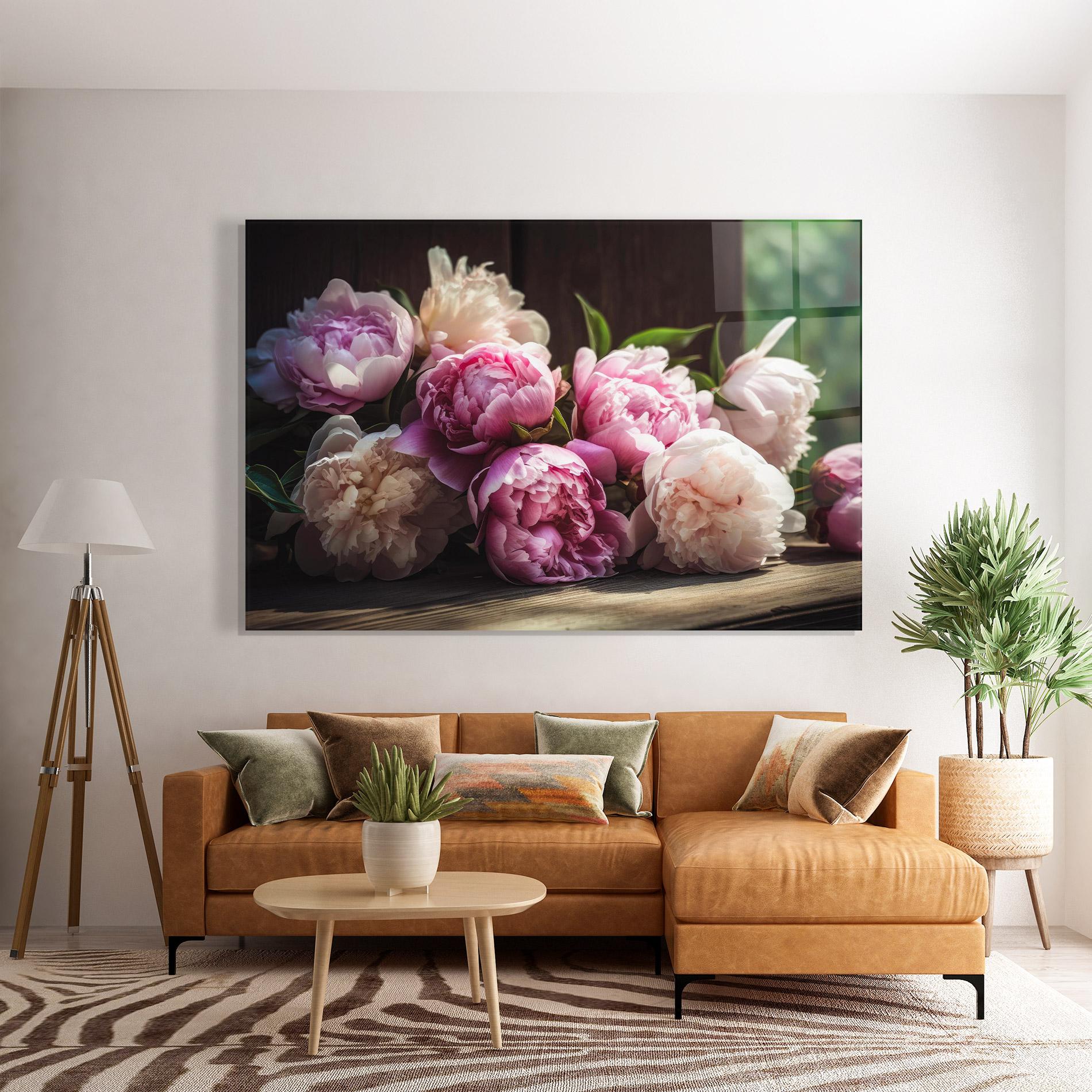 Obraz na Szkle Peonies On The Table mockup 7