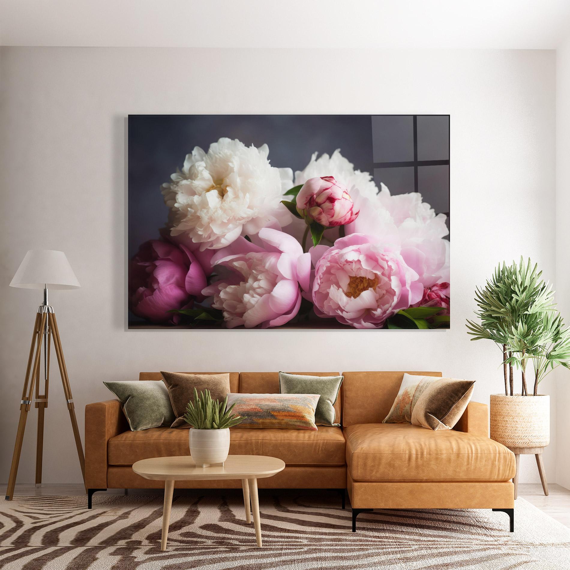 Obraz na Szkle Peonies With Grey mockup 7
