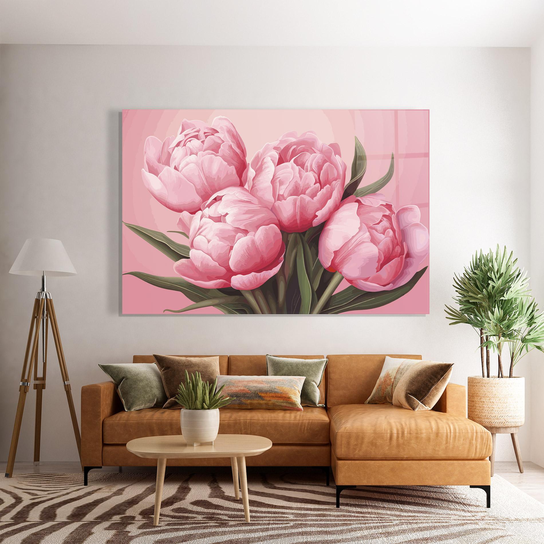 Obraz na Szkle Peony On Pink mockup 7