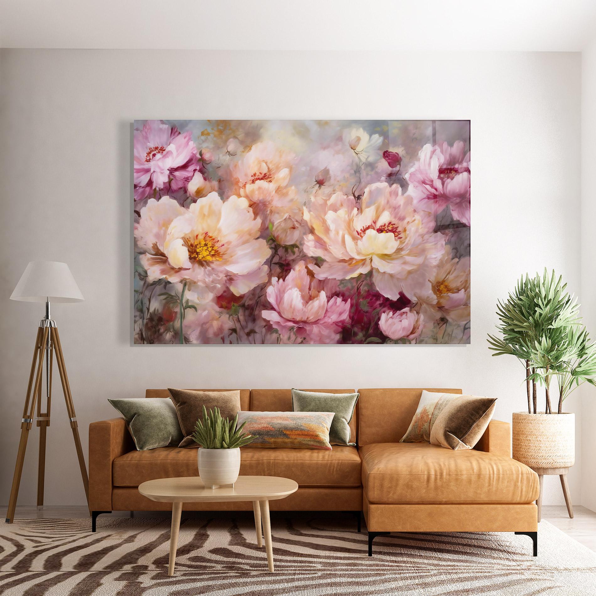 Obraz na Szkle Peony Painting Art mockup 7