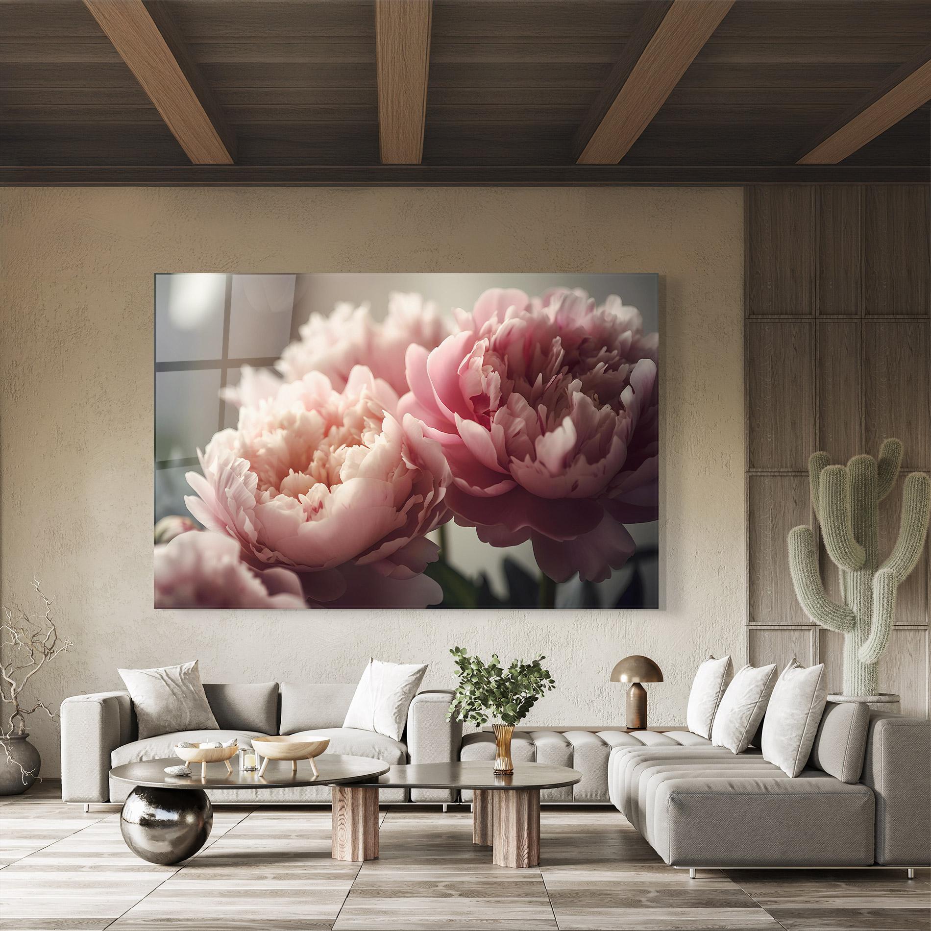 Obraz na Szkle Cream Dreamy Peony mockup 8