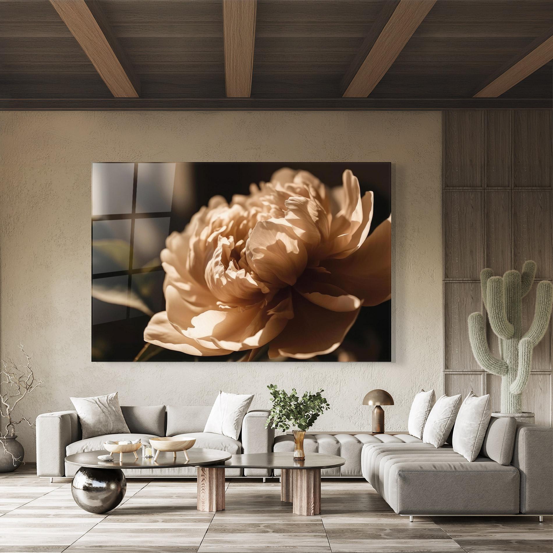Obraz na Szkle Cream Peony mockup 8