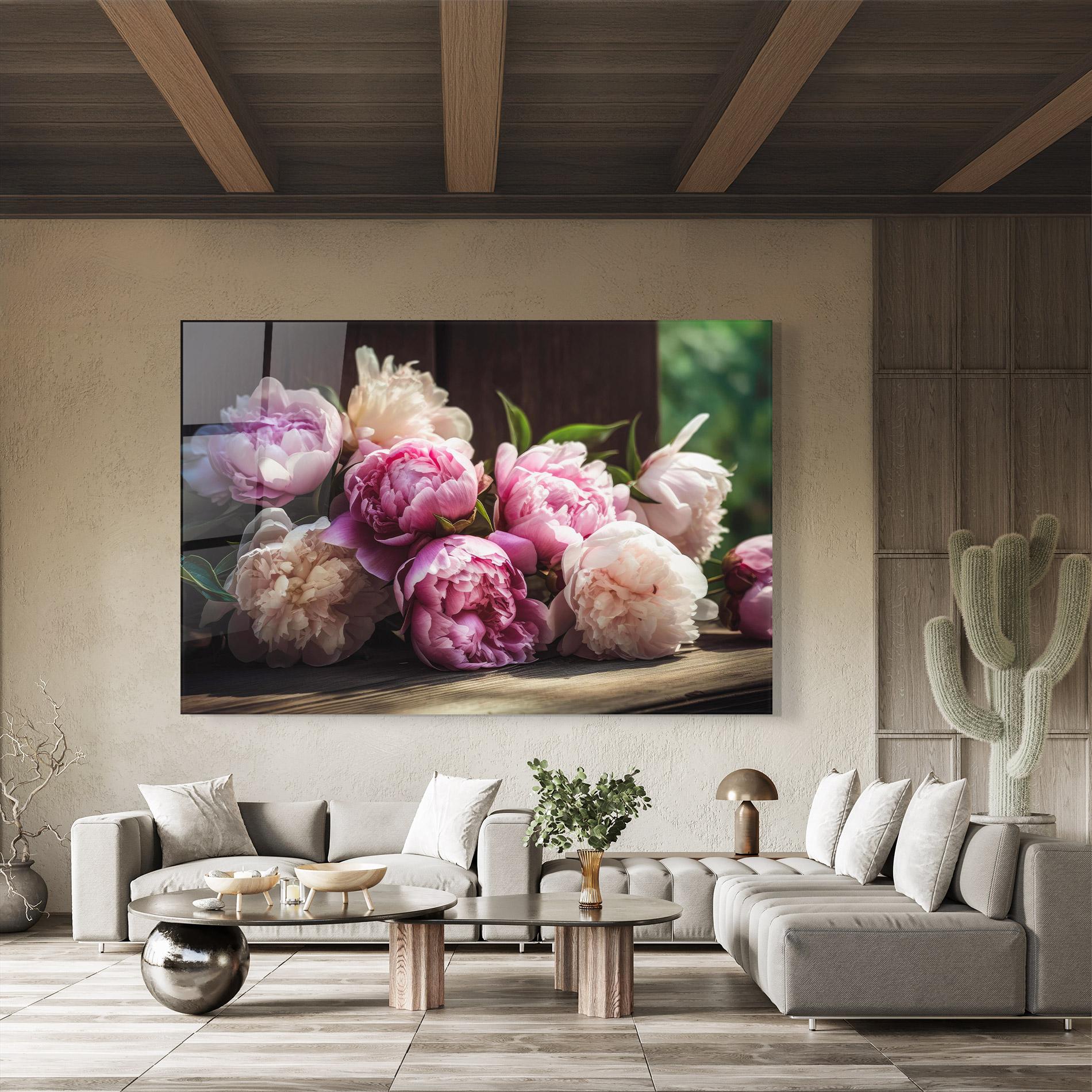 Obraz na Szkle Peonies On The Table mockup 8
