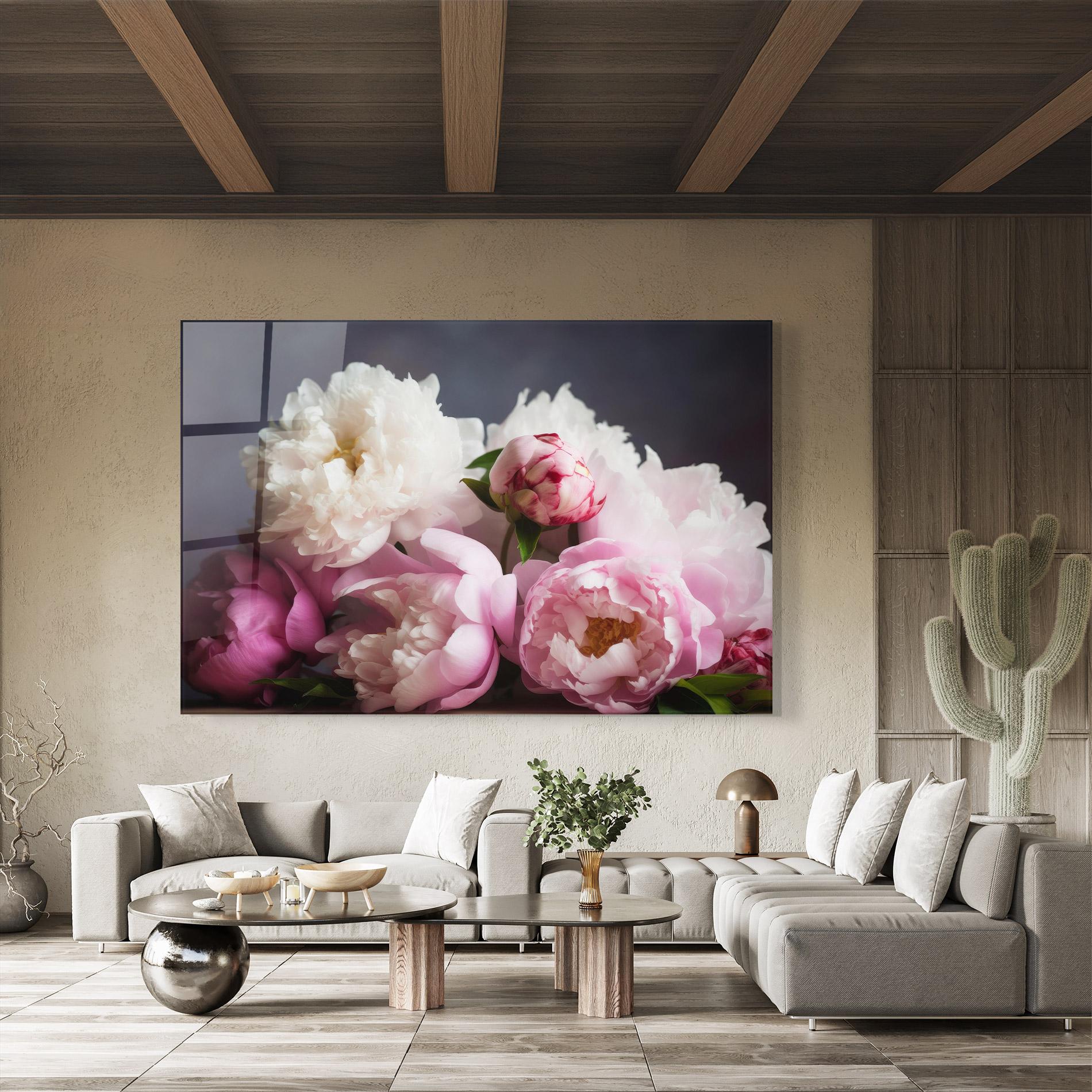 Obraz na Szkle Peonies With Grey mockup 8