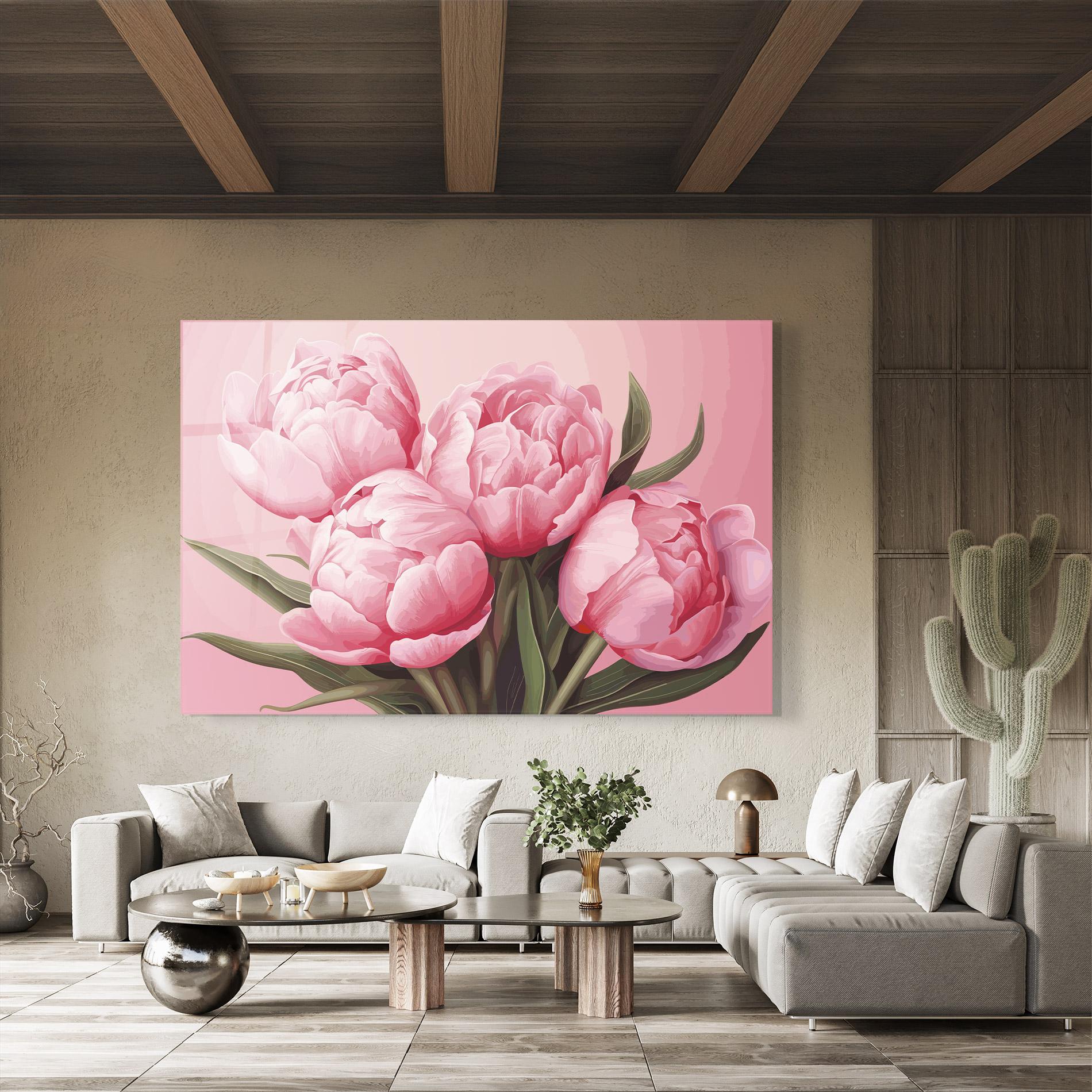 Obraz na Szkle Peony On Pink mockup 8