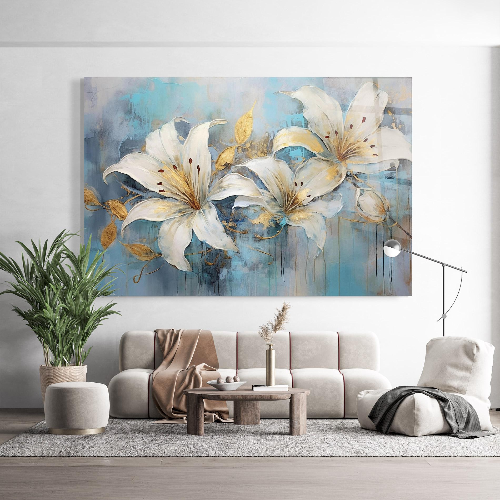 Obraz na Szkle Lily With Gold Painting mockup 9