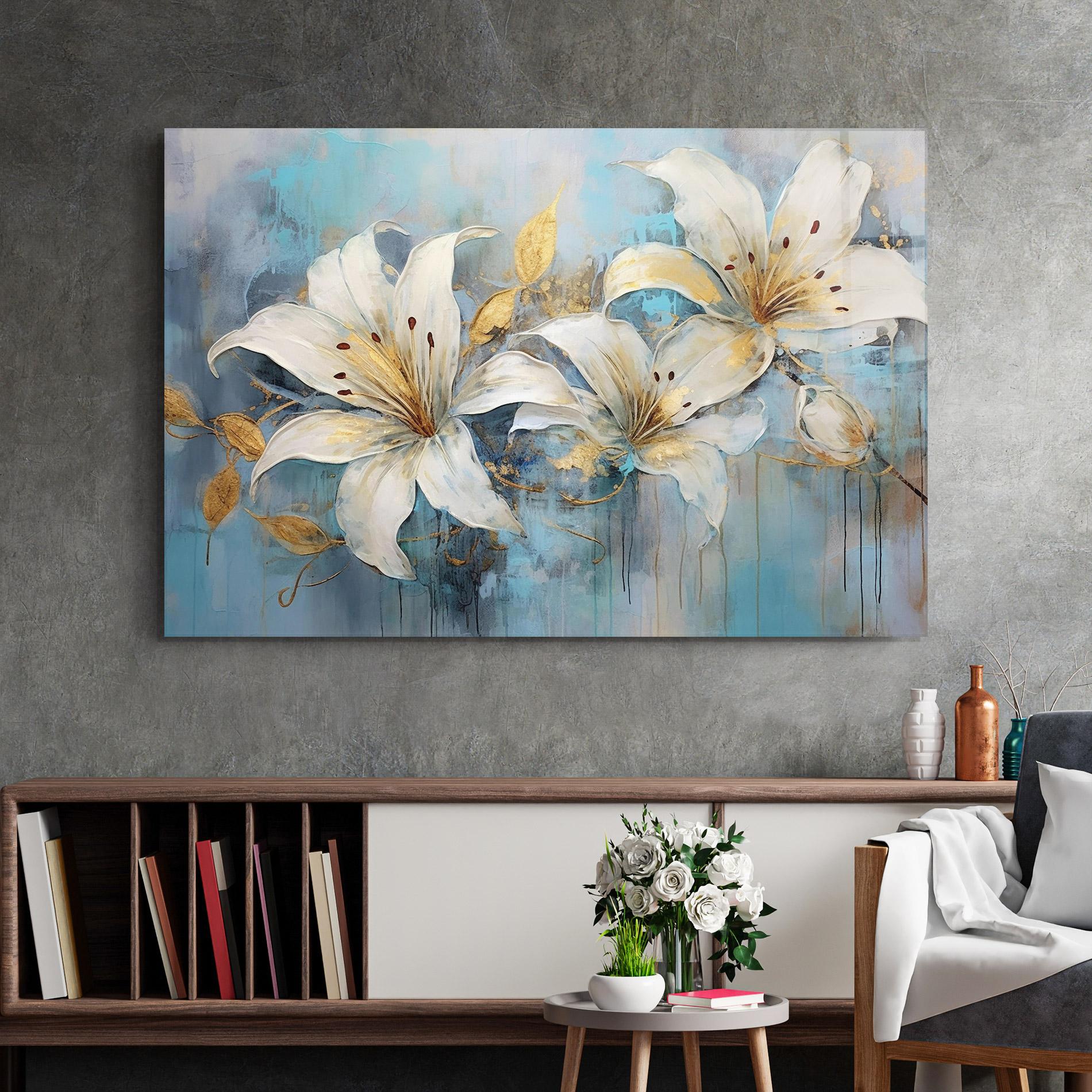 Obraz na Szkle Lily With Gold Painting mockup 2