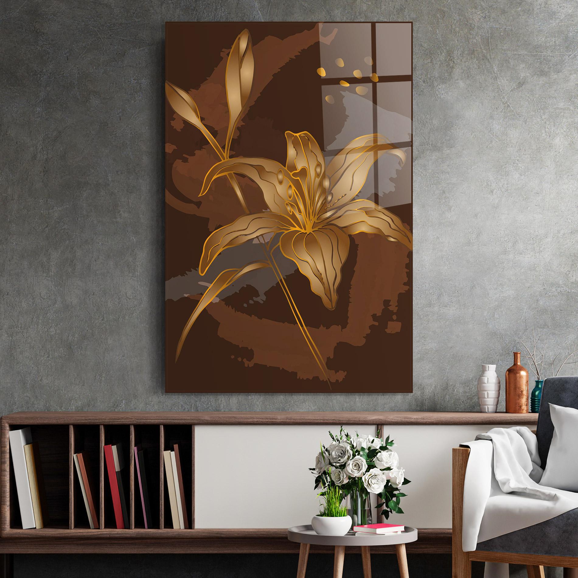 Obraz na Szkle Gold Brown Lily mockup 2